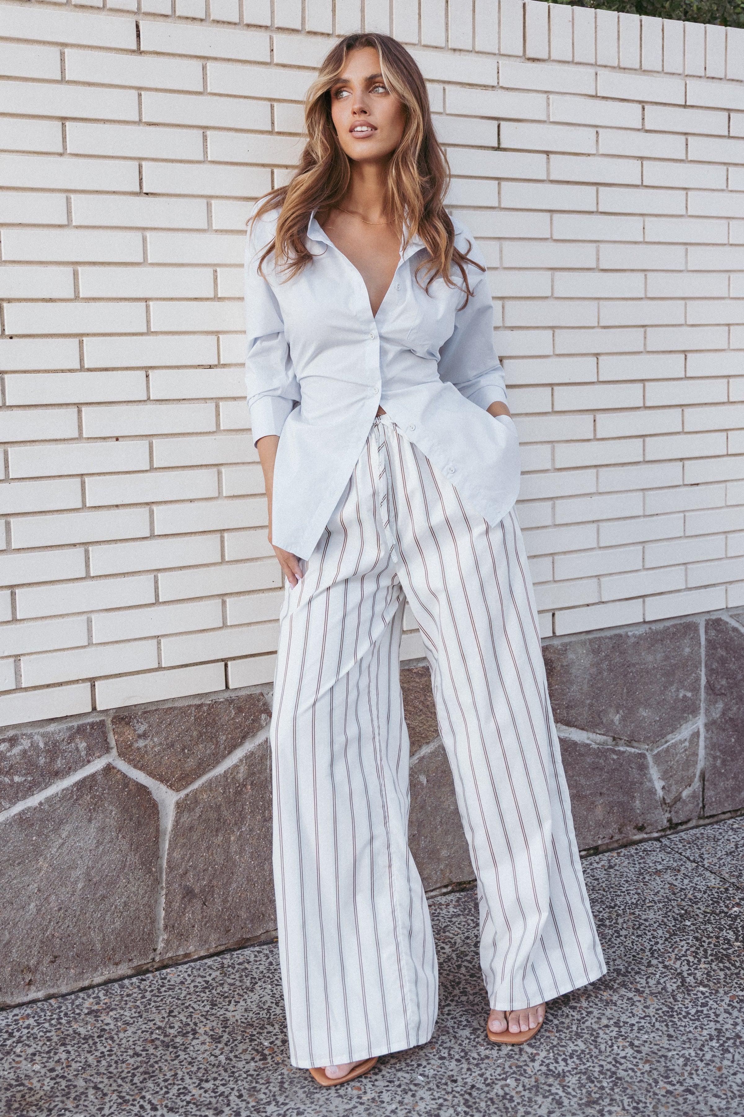 TOPS Yacra Tie Shirt - Pale Blue