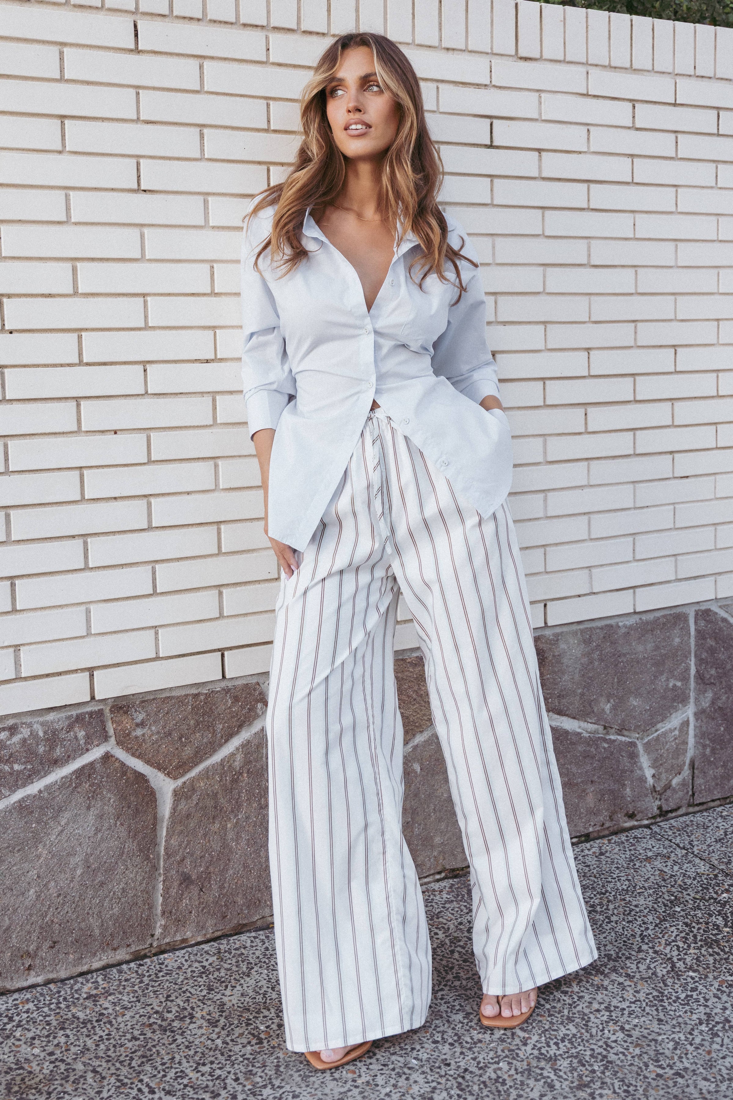 TOPS Yacra Tie Shirt - Pale Blue