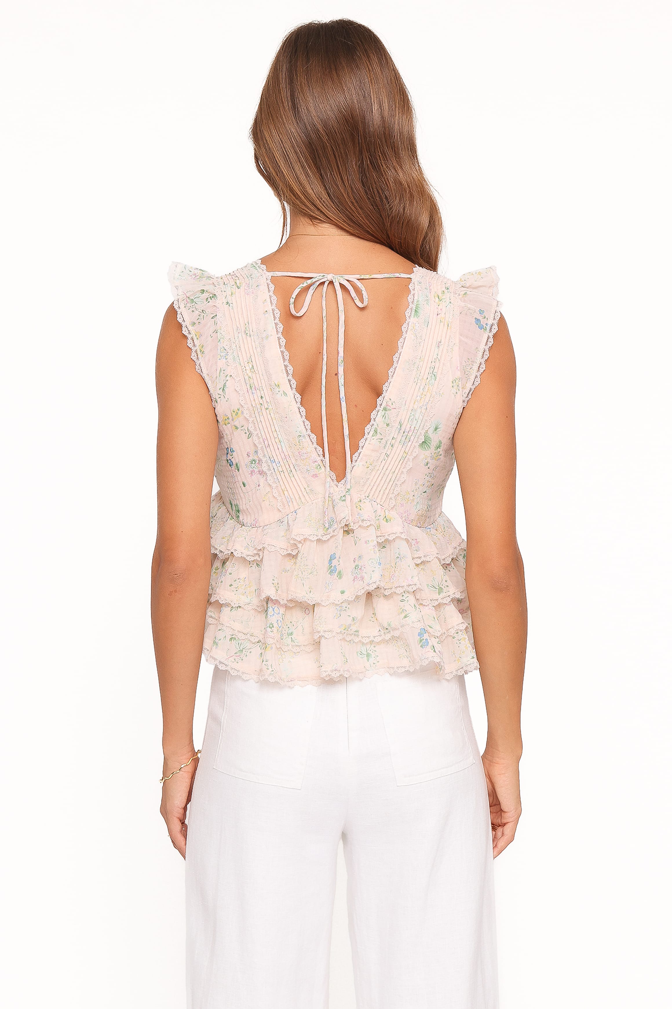 TOPS Yana Ruffle Top - Pastel Pink Floral