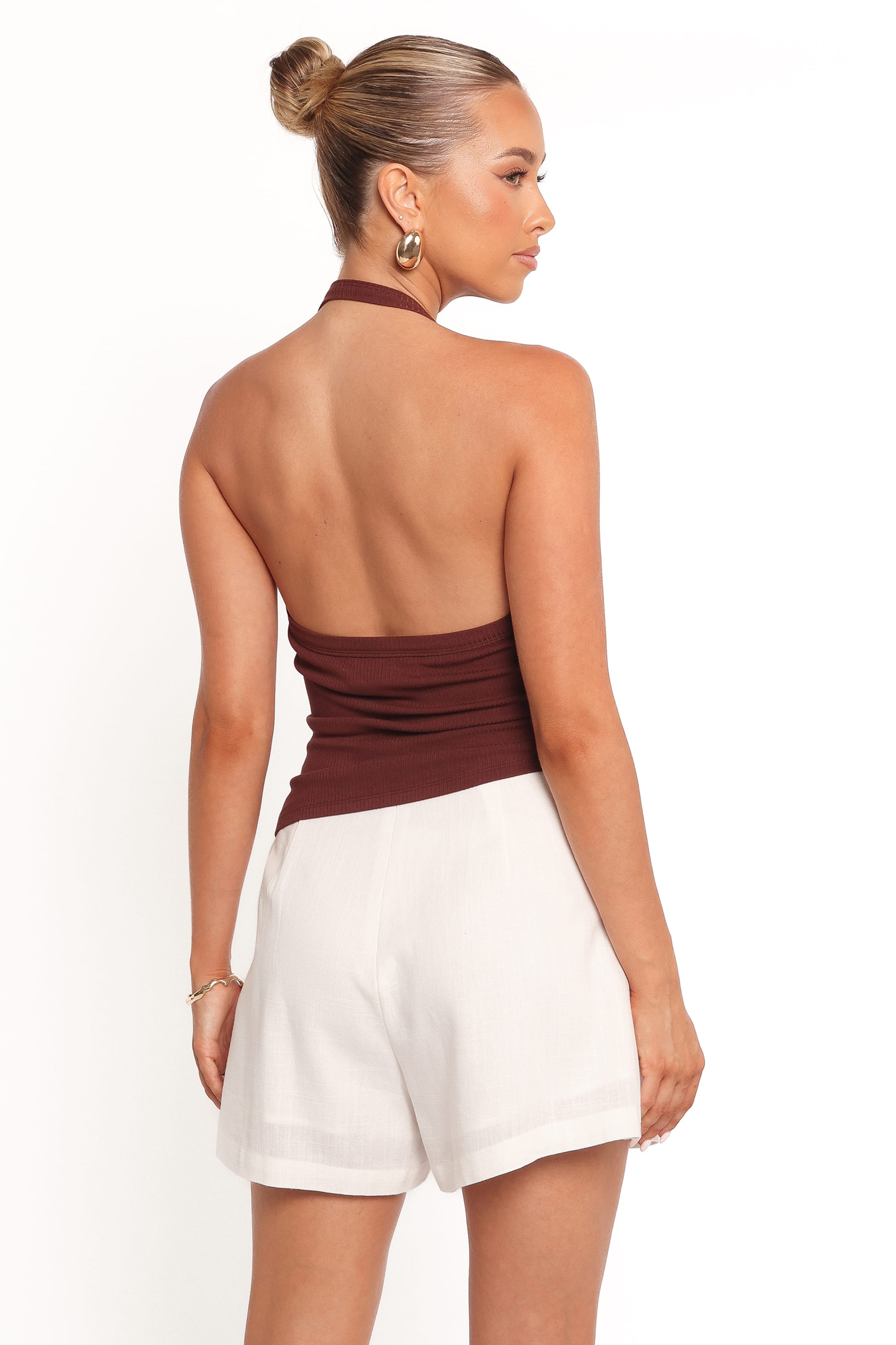 TOPS Yulissa Halter Knit Top - Chocolate Brown