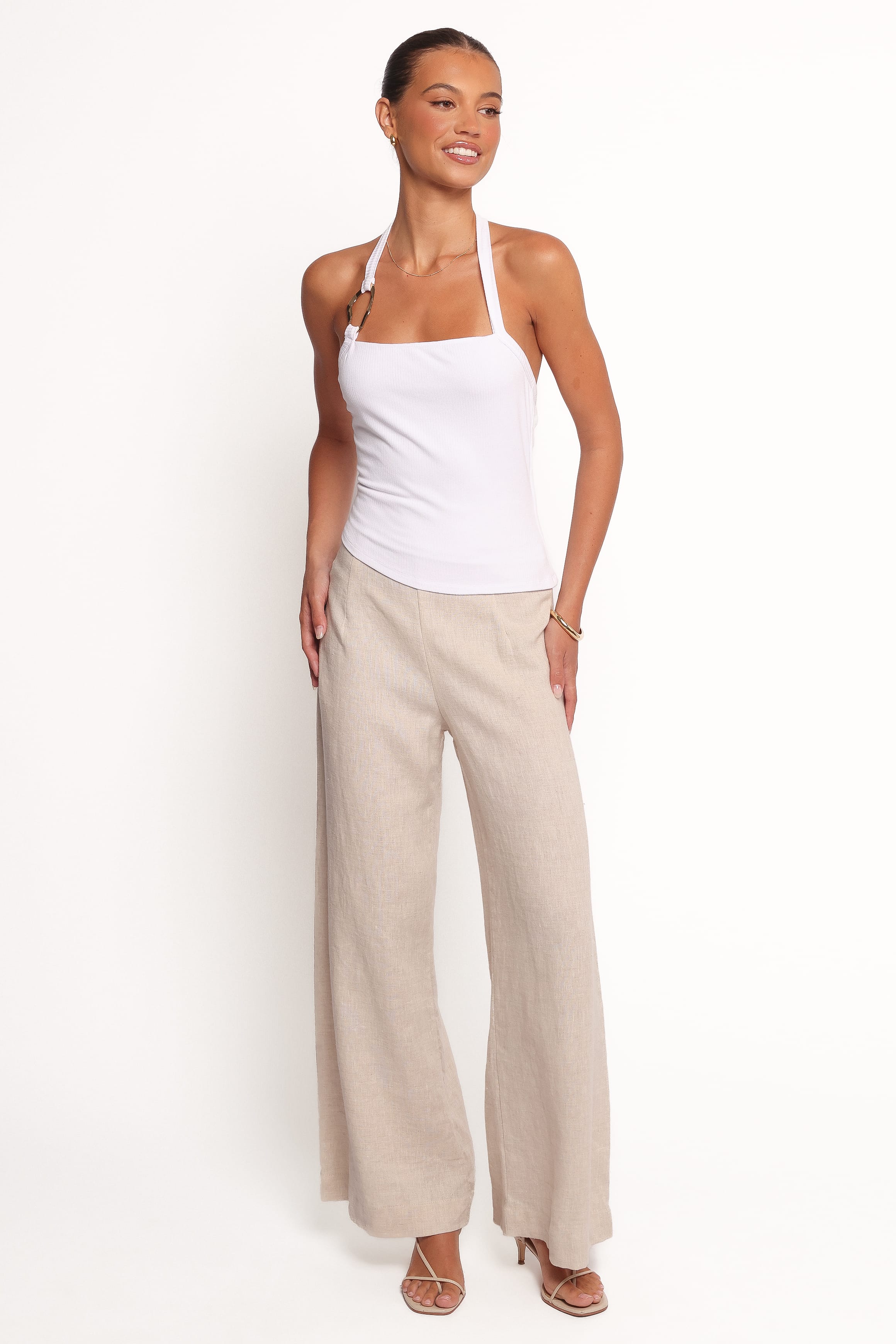 TOPS Yulissa Halter Knit Top - White