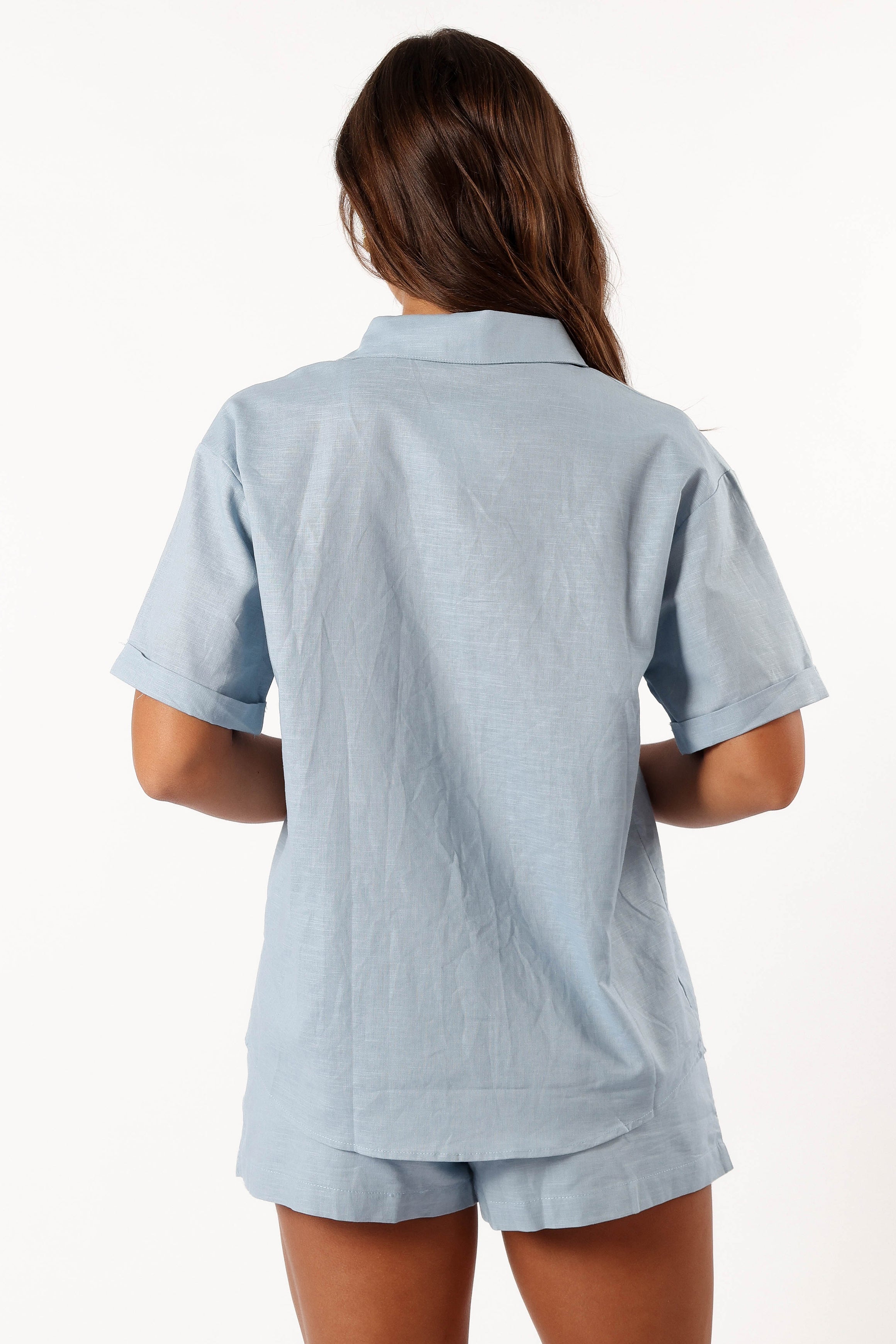 TOPS @Yuma Button Down Top - Blue