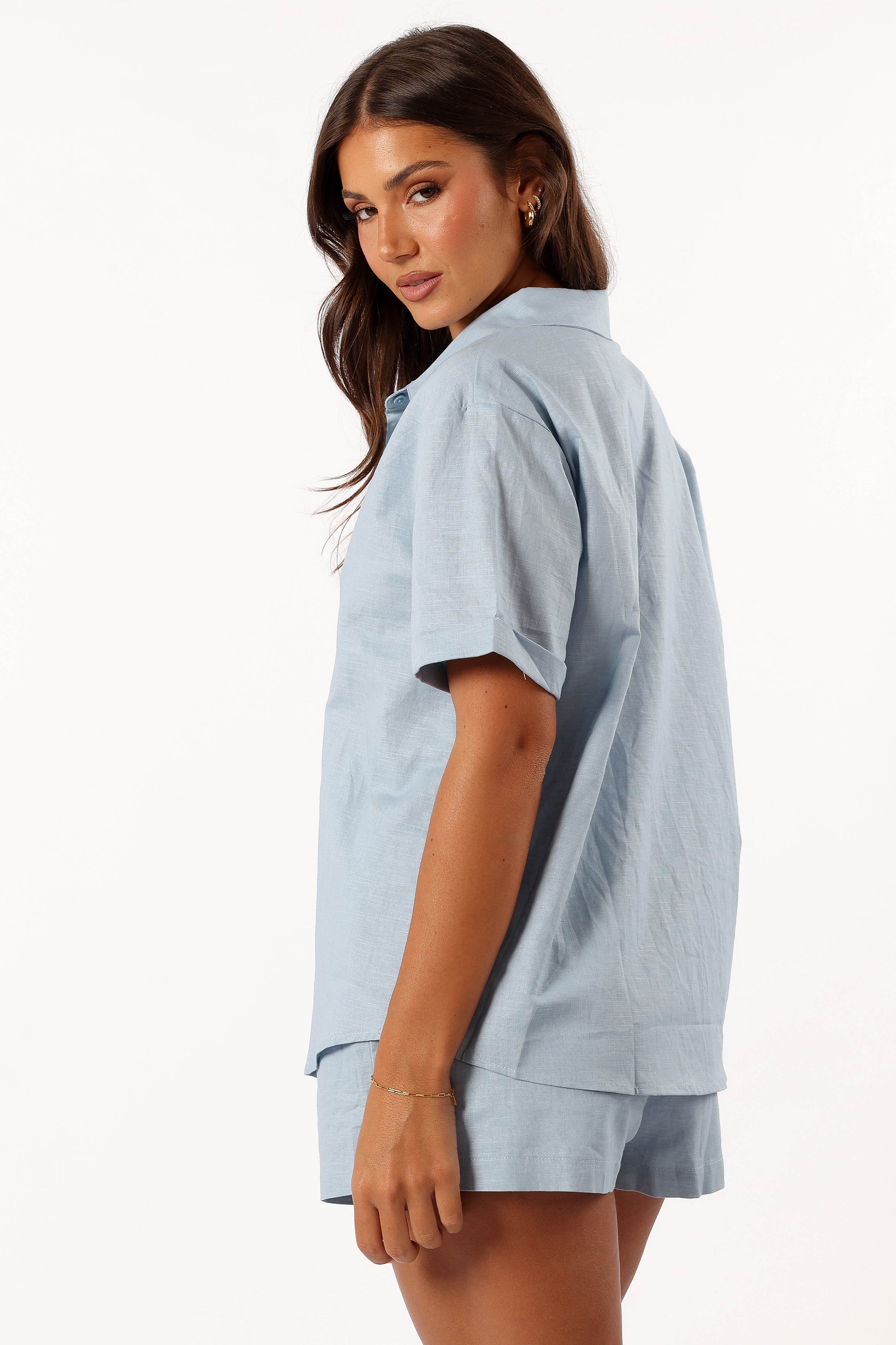 TOPS @Yuma Button Down Top - Blue