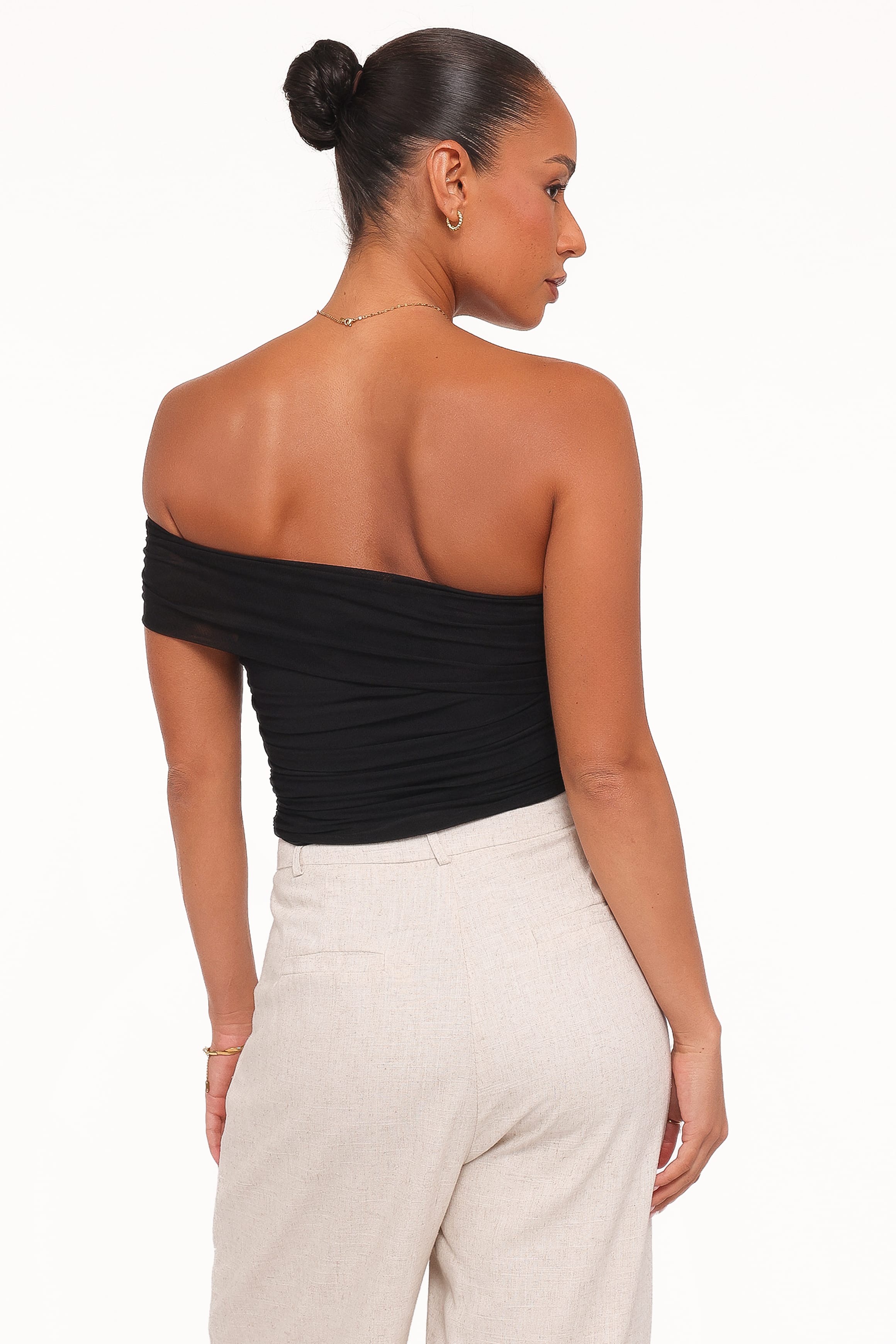 TOPS Zachary One Shoulder Top - Black