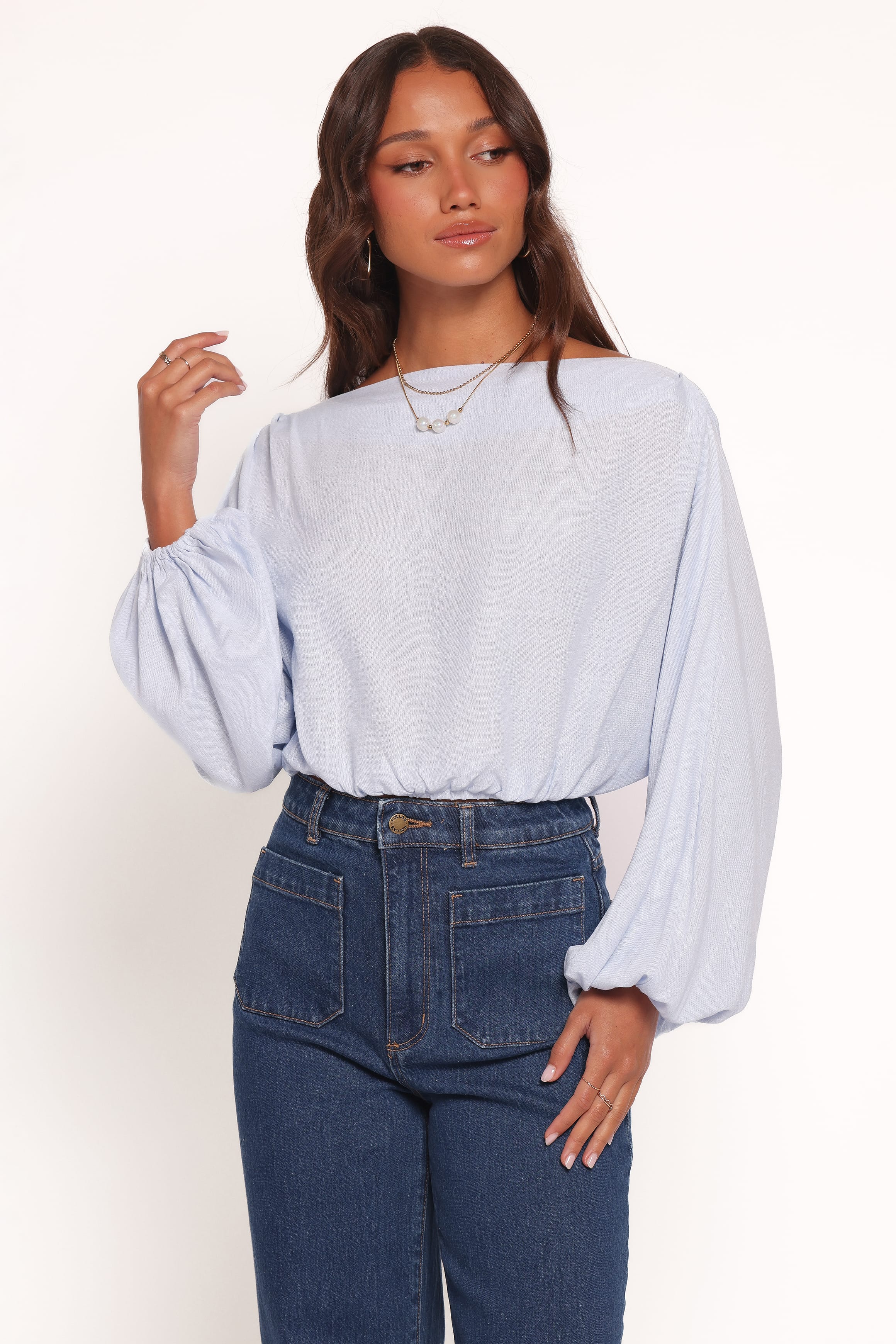 TOPS Zara Long Sleeve Top - Light Blue
