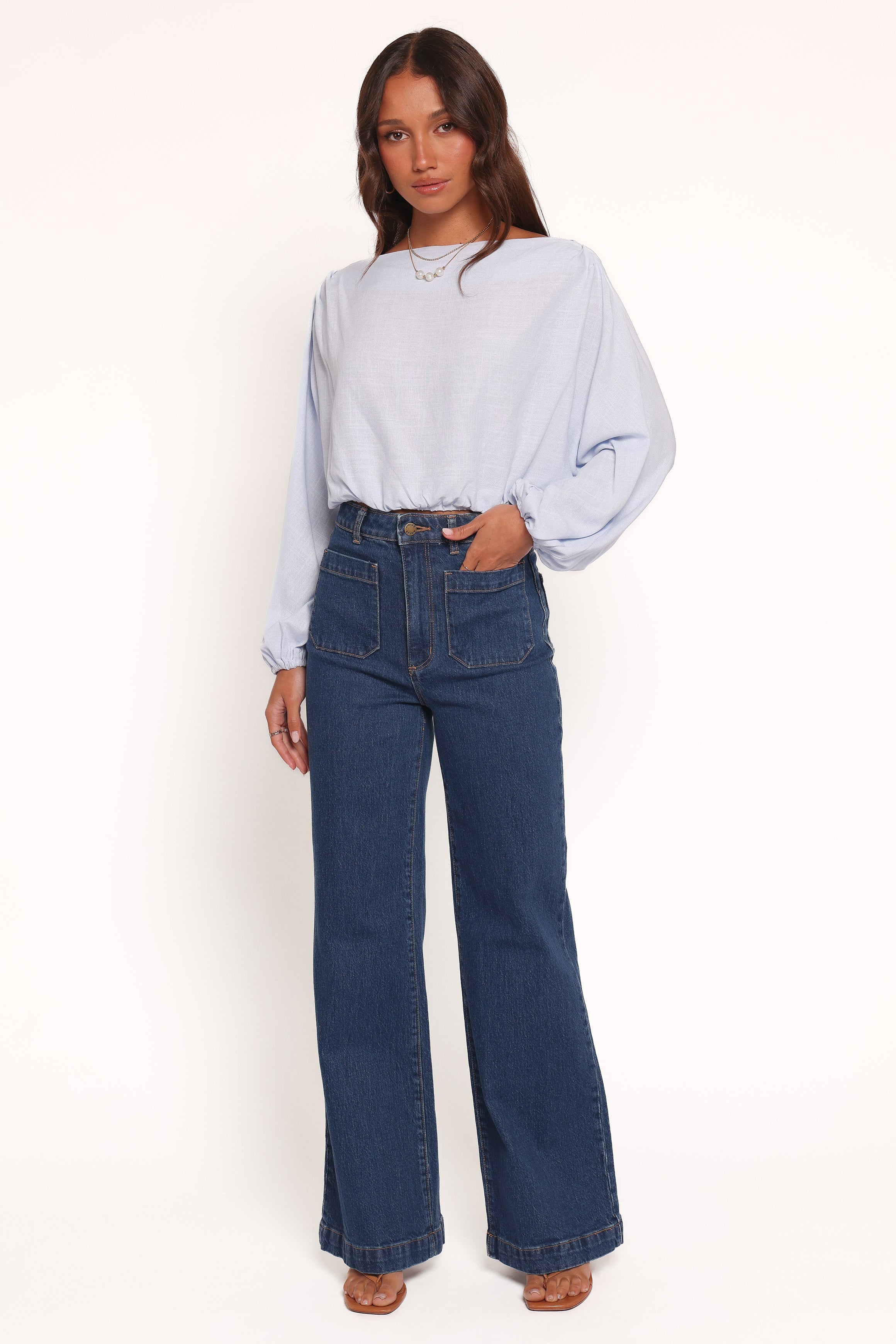 TOPS Zara Long Sleeve Top - Light Blue