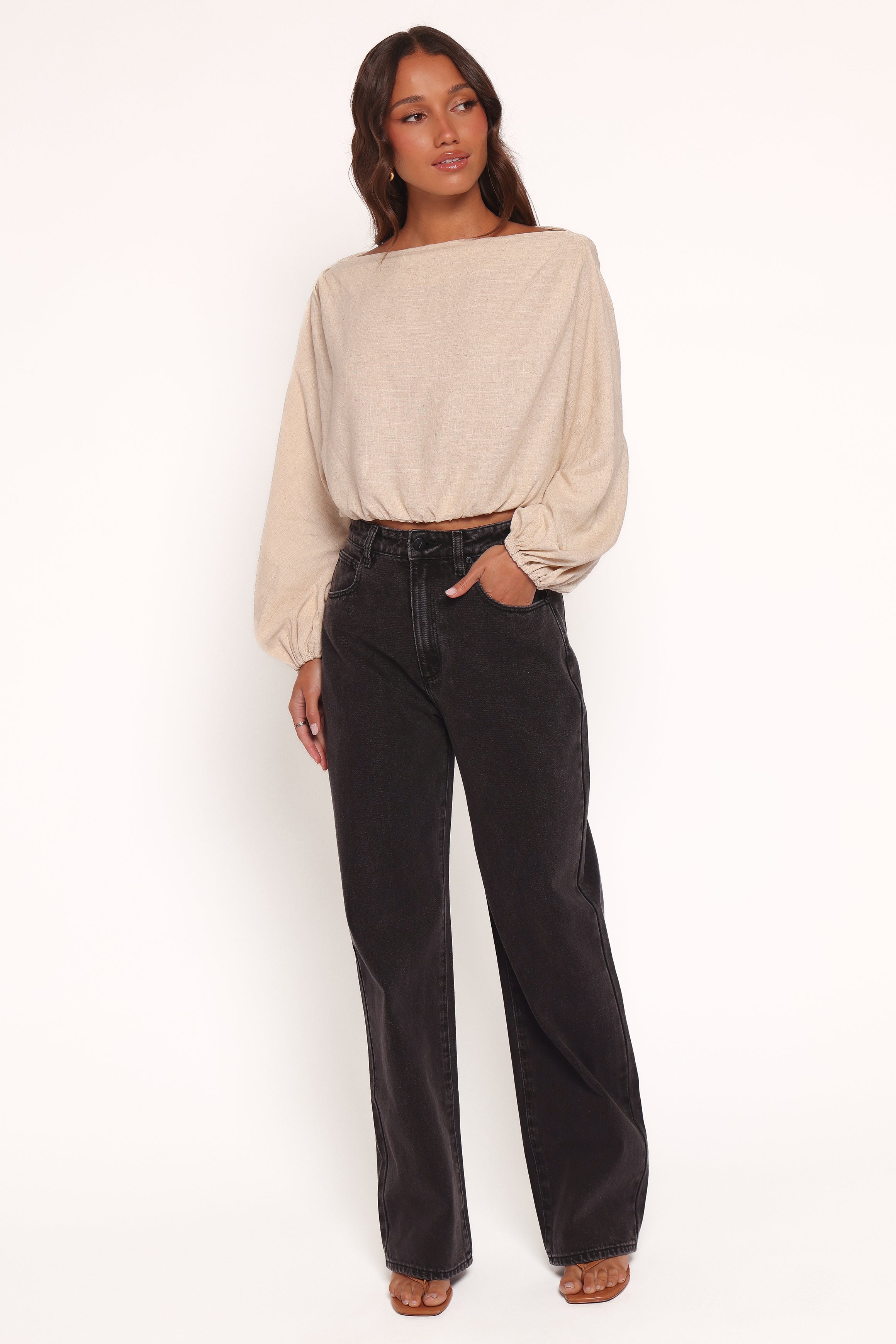 TOPS Zara Long Sleeve Top - Stone
