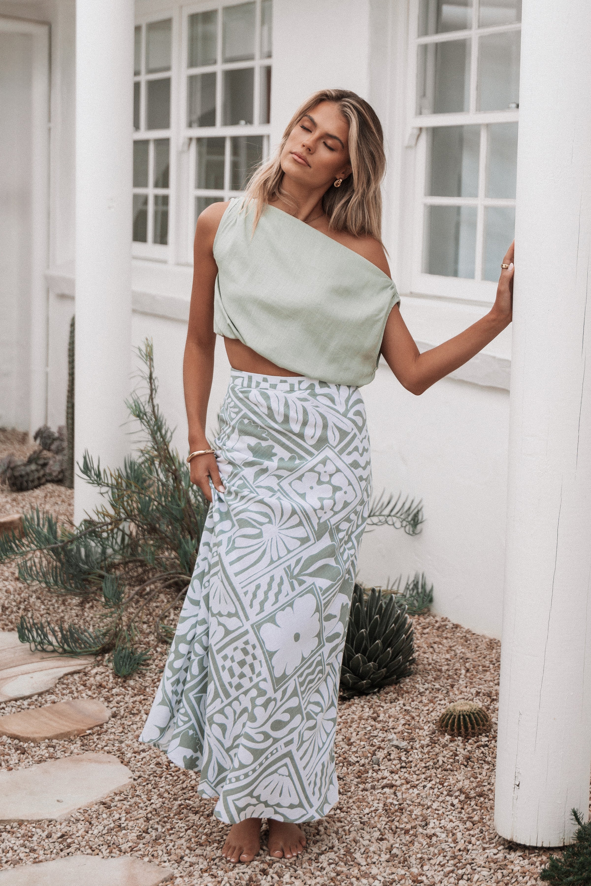 TOPS Zara Top - Sage Green