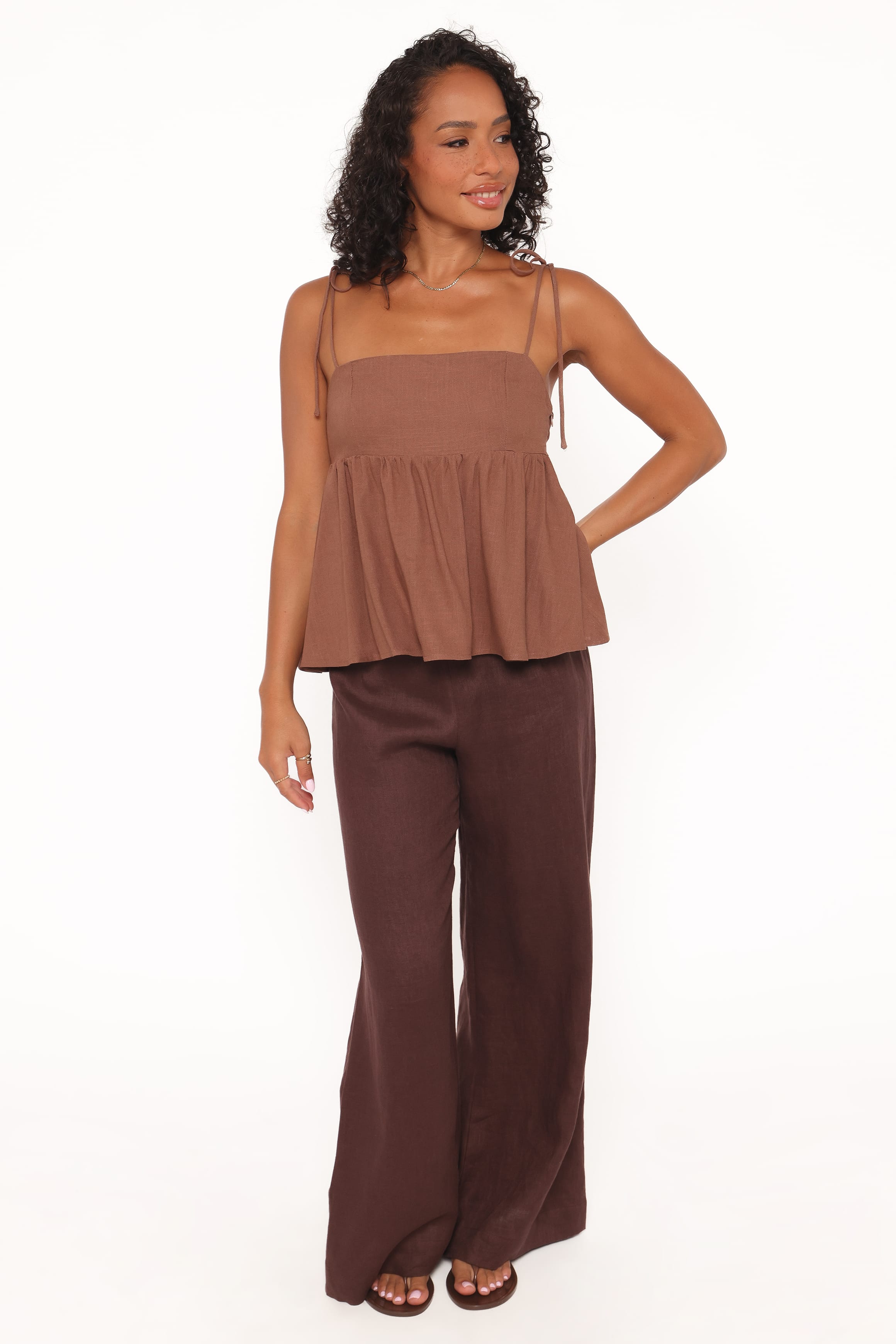 TOPS Zephyra Baby Doll Top - Brown