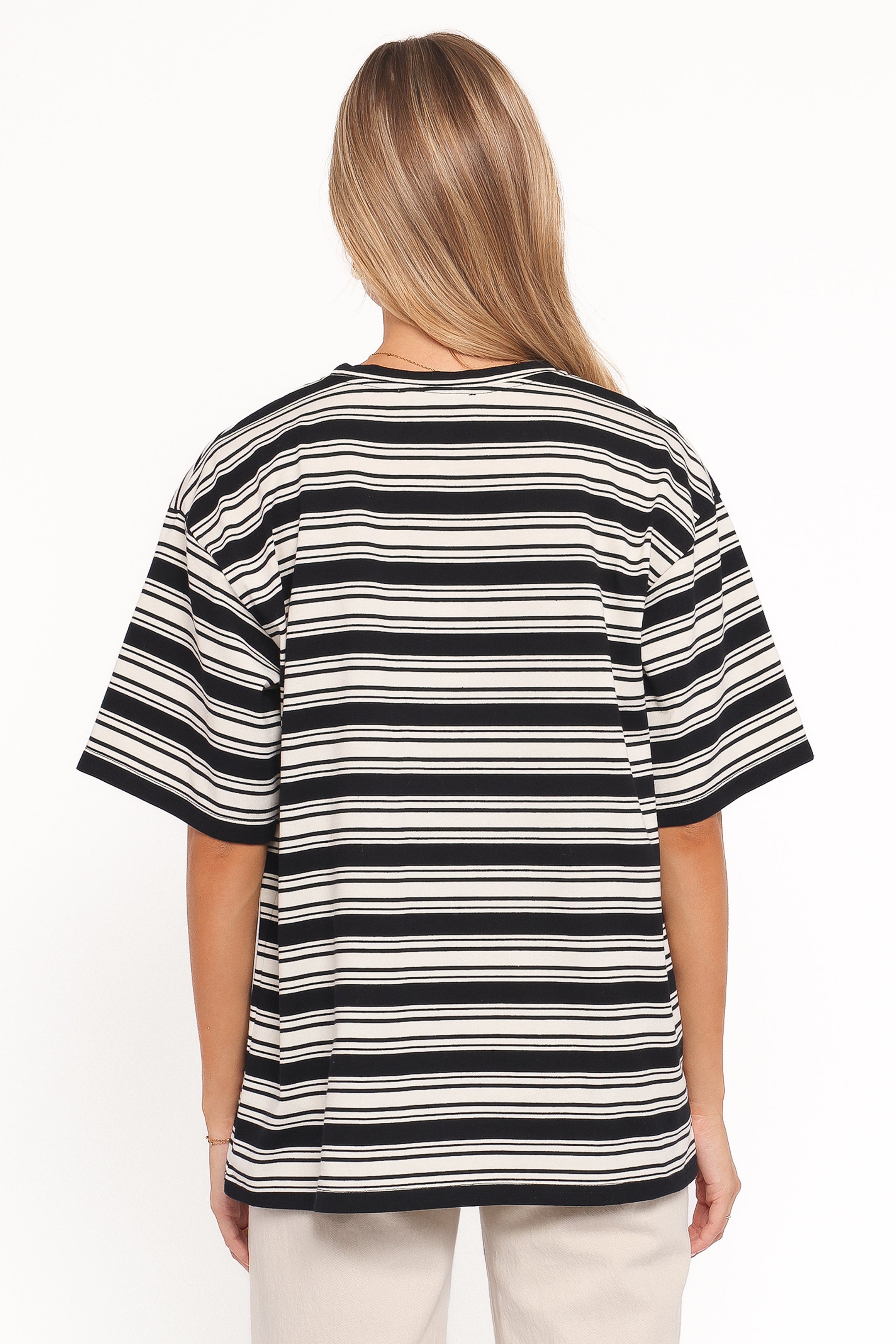 TOPS Zestora Tee - Black Ivory Stripe