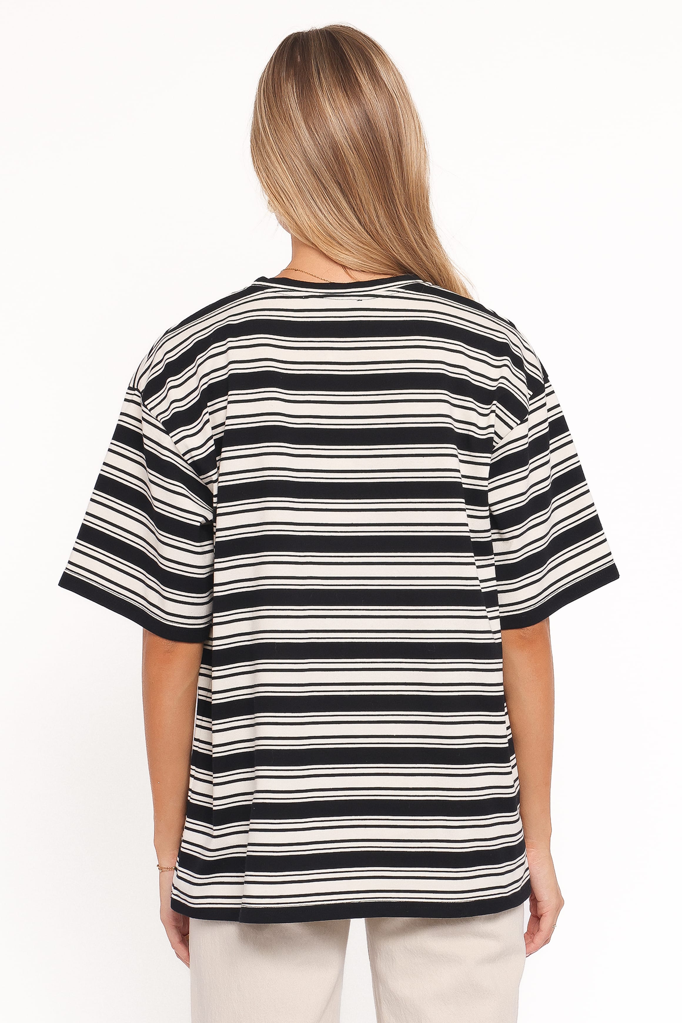 TOPS Zestora Tee - Black Ivory Stripe