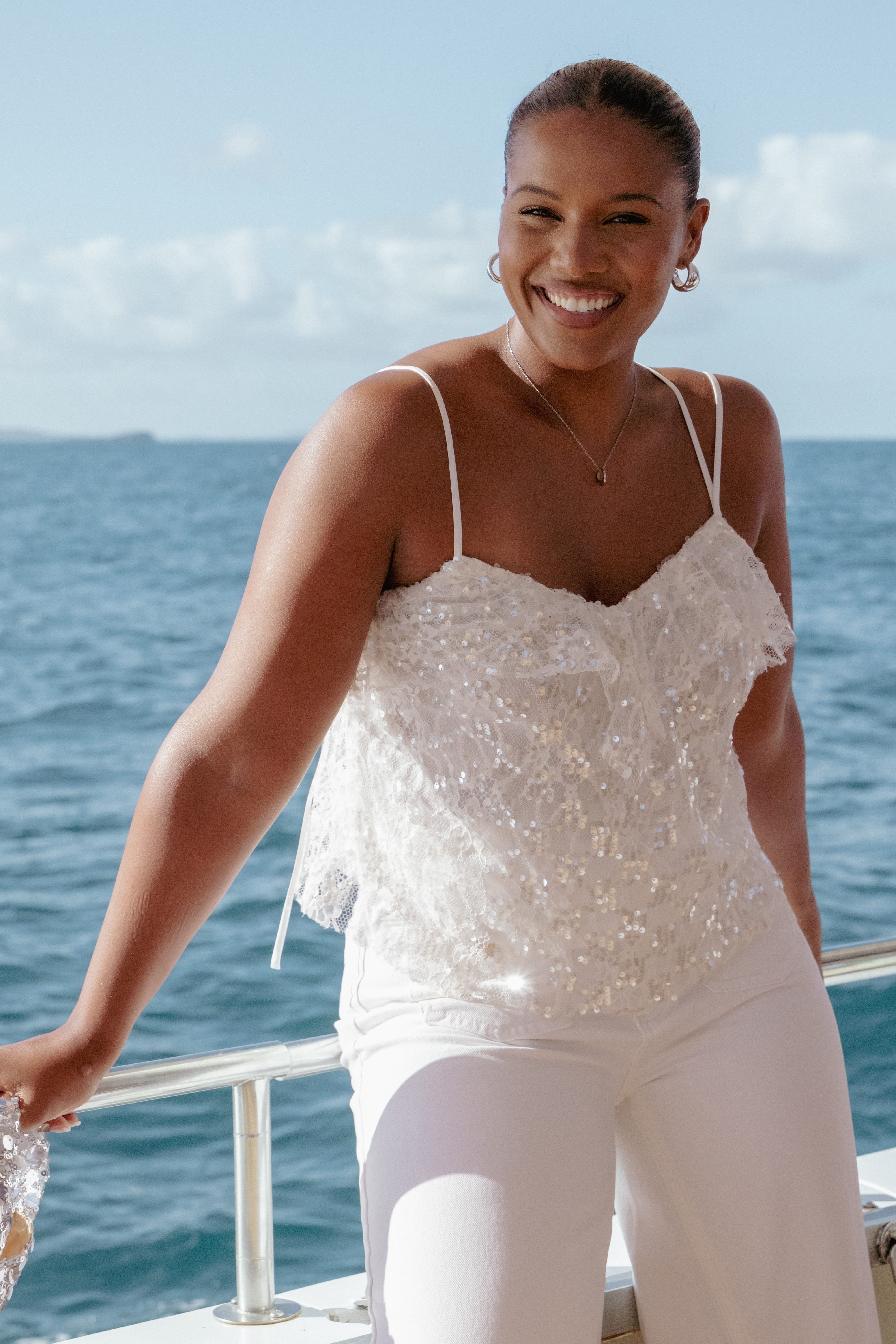 TOPS Zinnia Sequins Sleeveless Top - Ivory