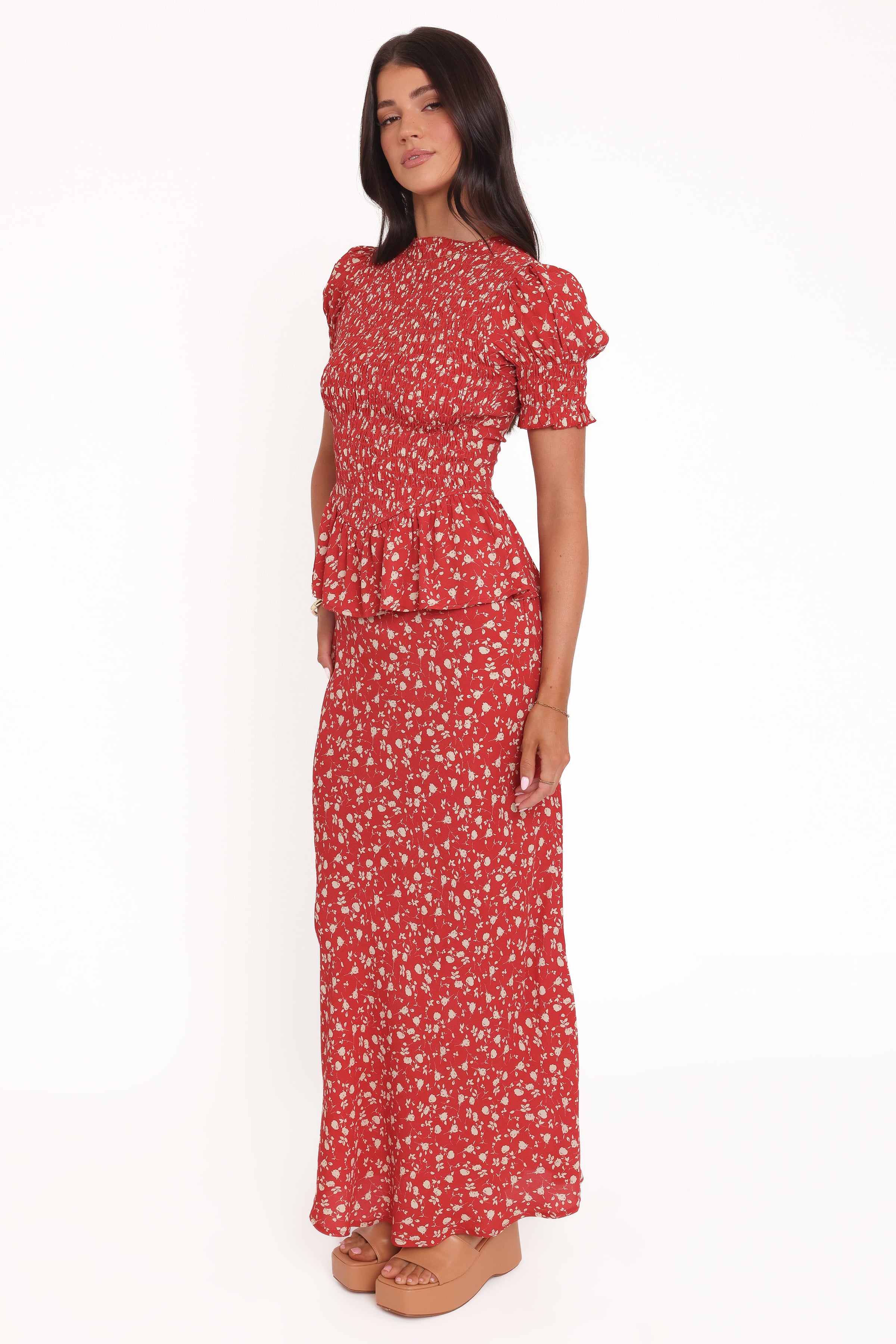 TOPS Zoella Peplum Top - Red Floral
