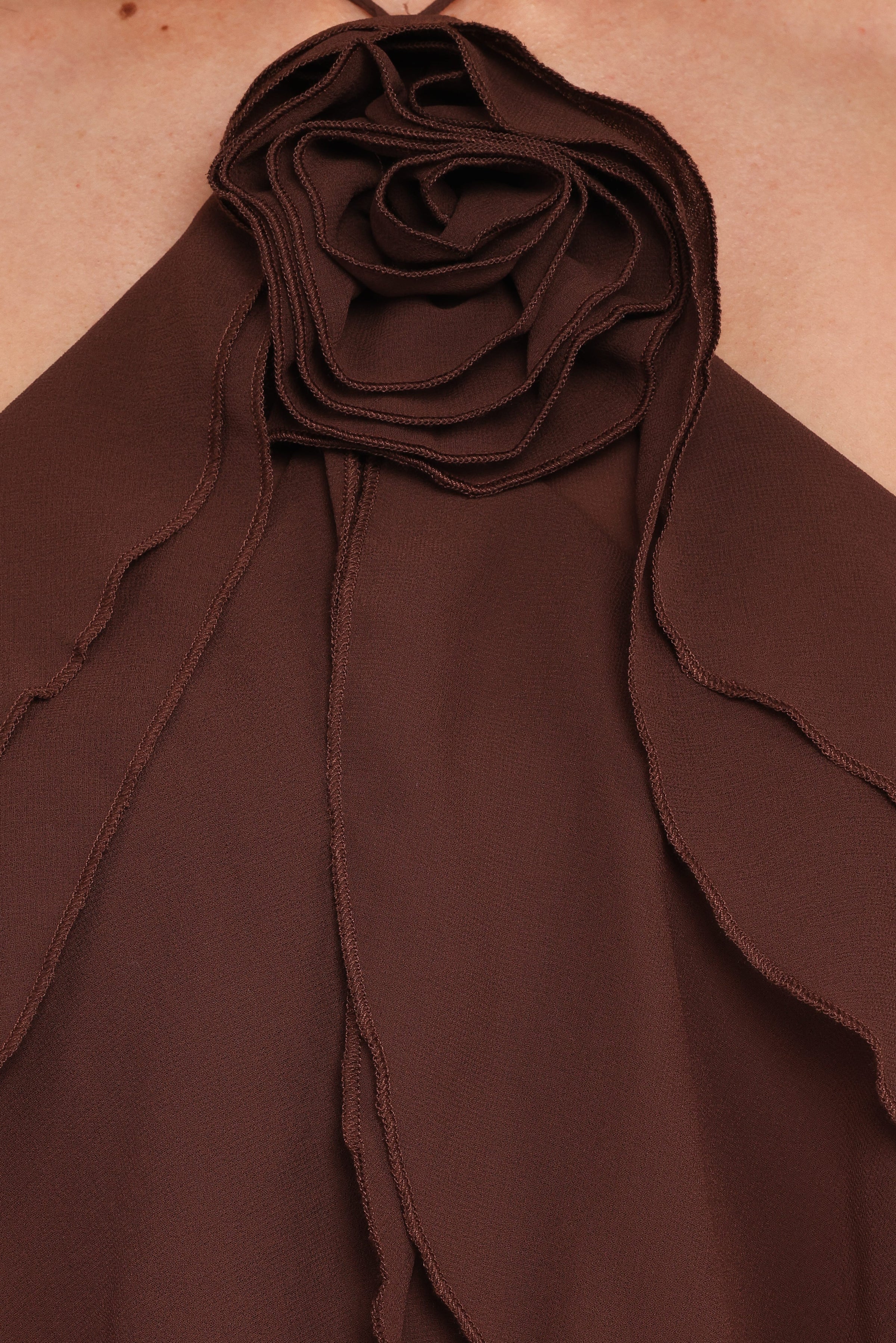 TOPS Zorina Halter Neck Chiffon Top - Brown