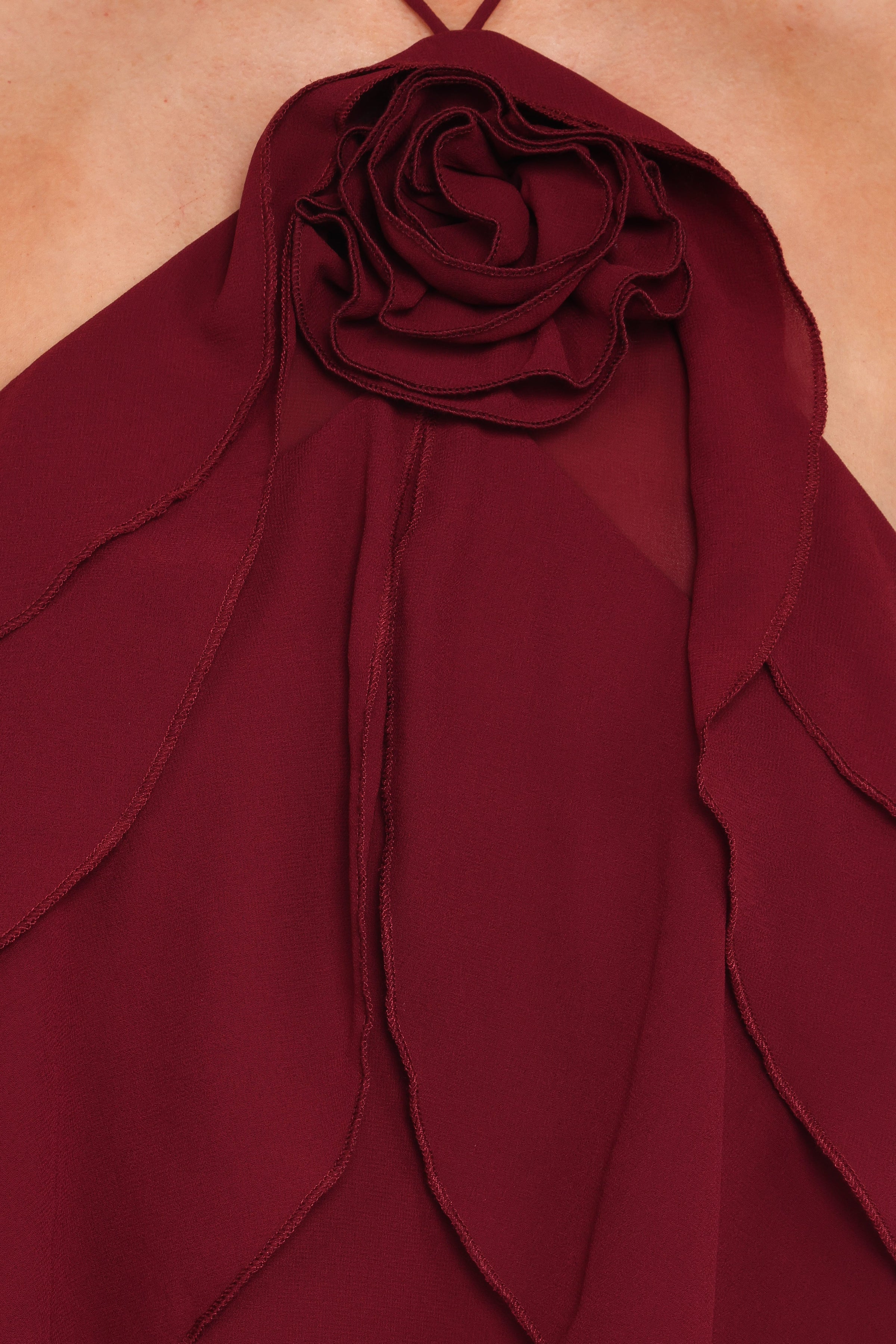 TOPS Zorina Halter Neck Chiffon Top - Burgundy
