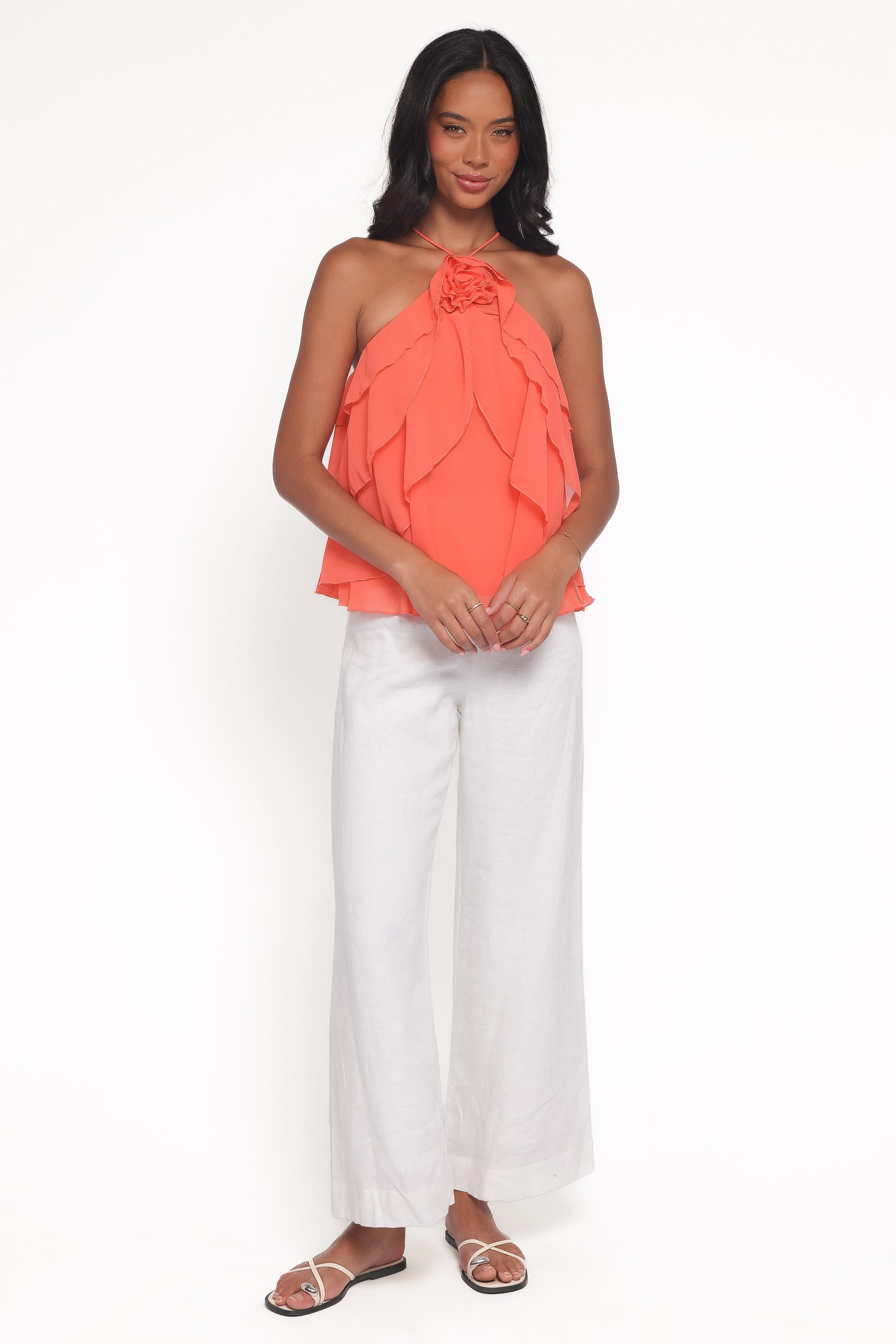 TOPS Zorina Halter Neck Chiffon Top - Sherbert