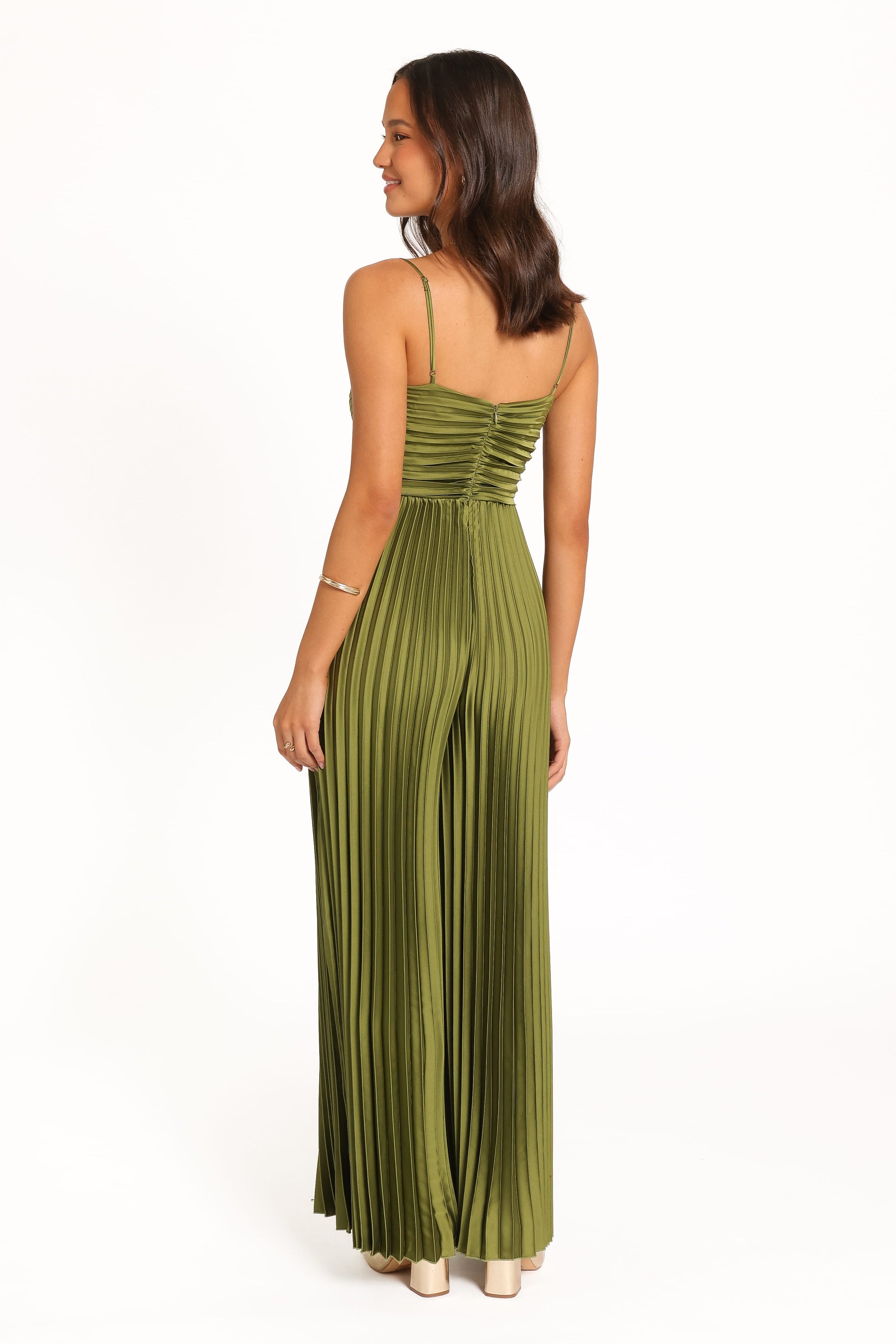 PLAYSUITS Angelique Pleated Jumpsuit - Olive Green