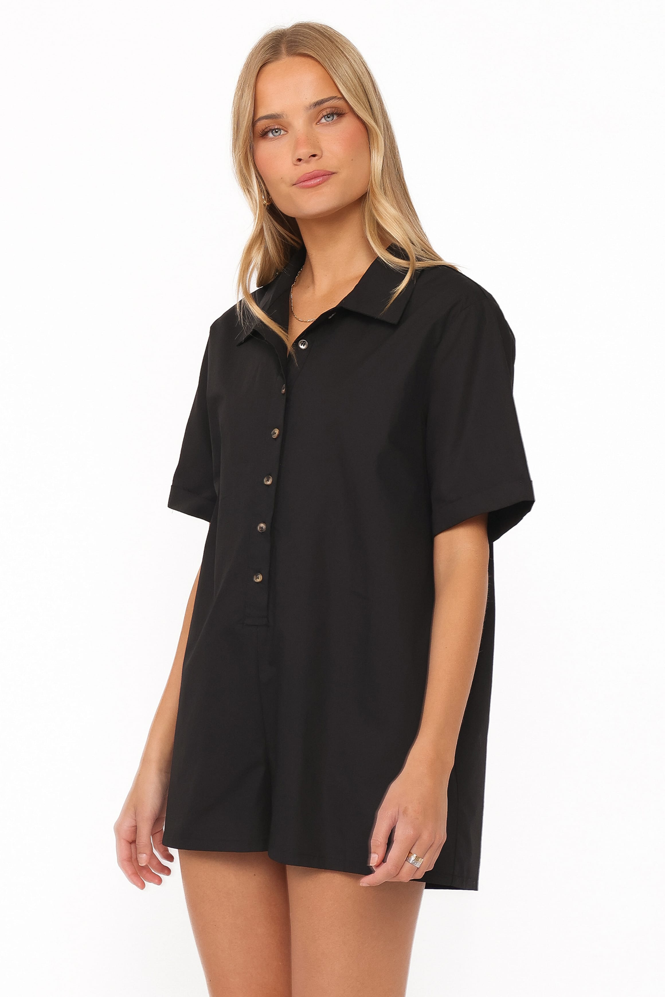 PLAYSUITS Calypso Button Front Playsuit - Black