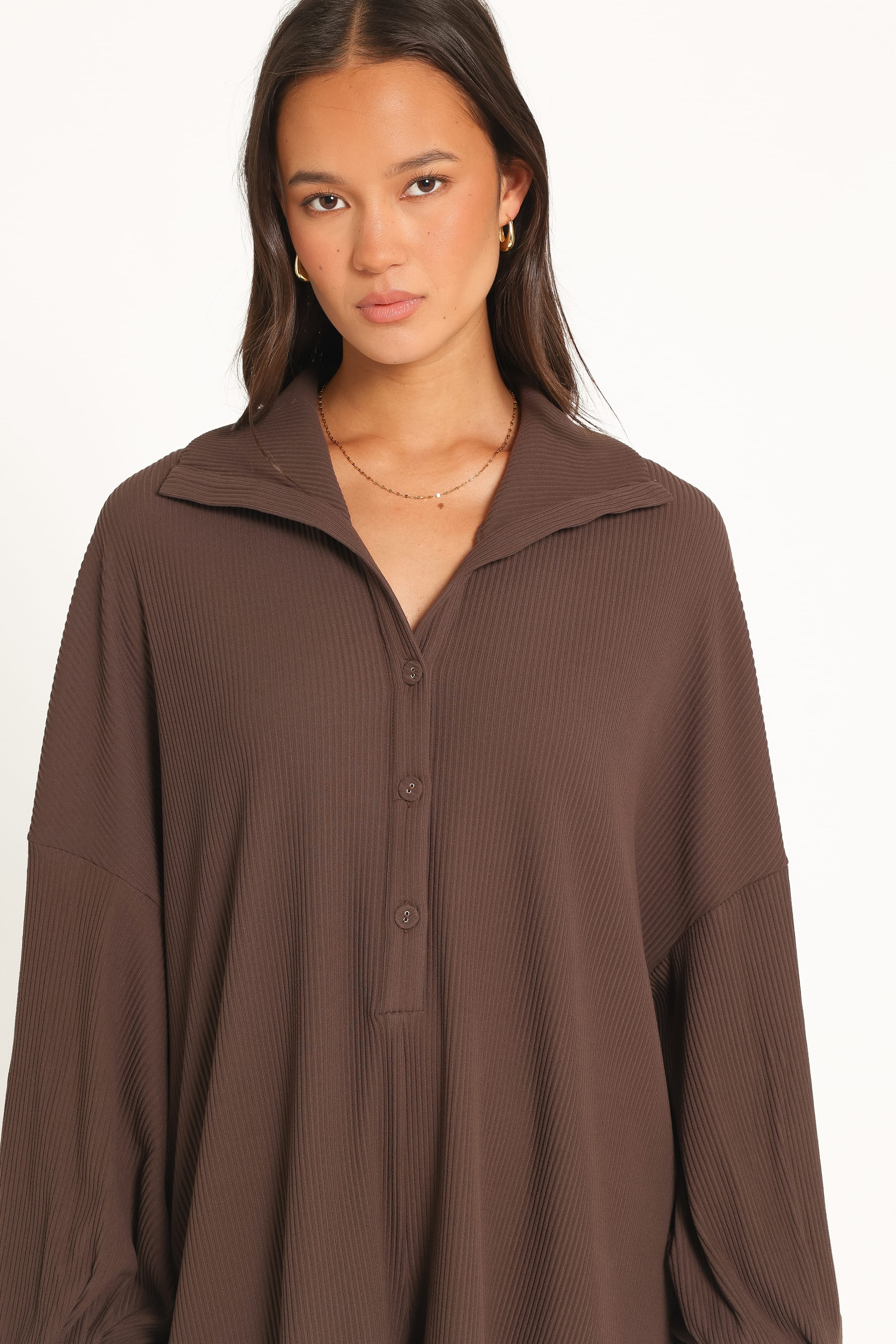 PLAYSUITS Chester Rib Knit Playsuit - Espresso