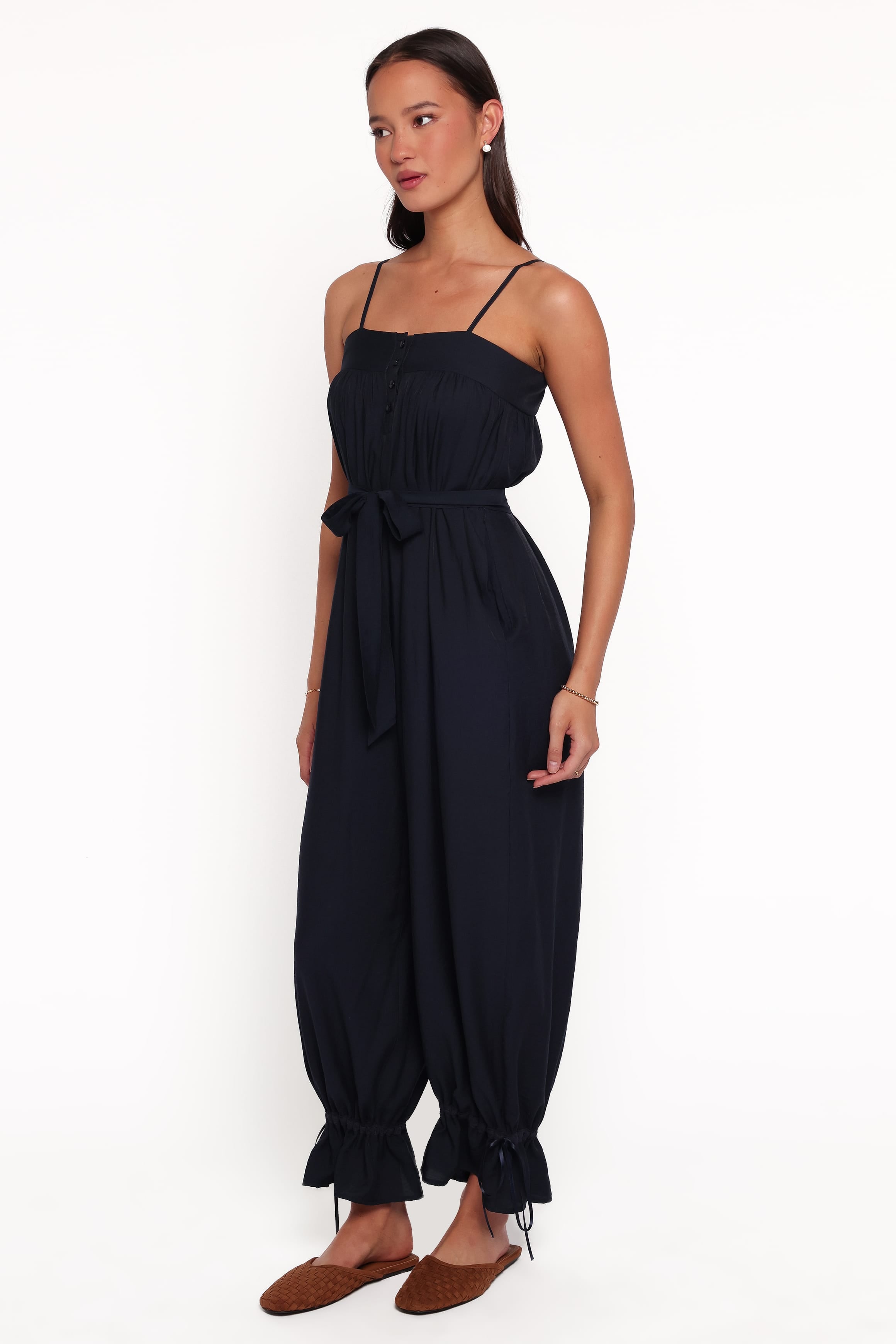 PLAYSUITS Gretal Tie Waist Jumpsuit - Navy