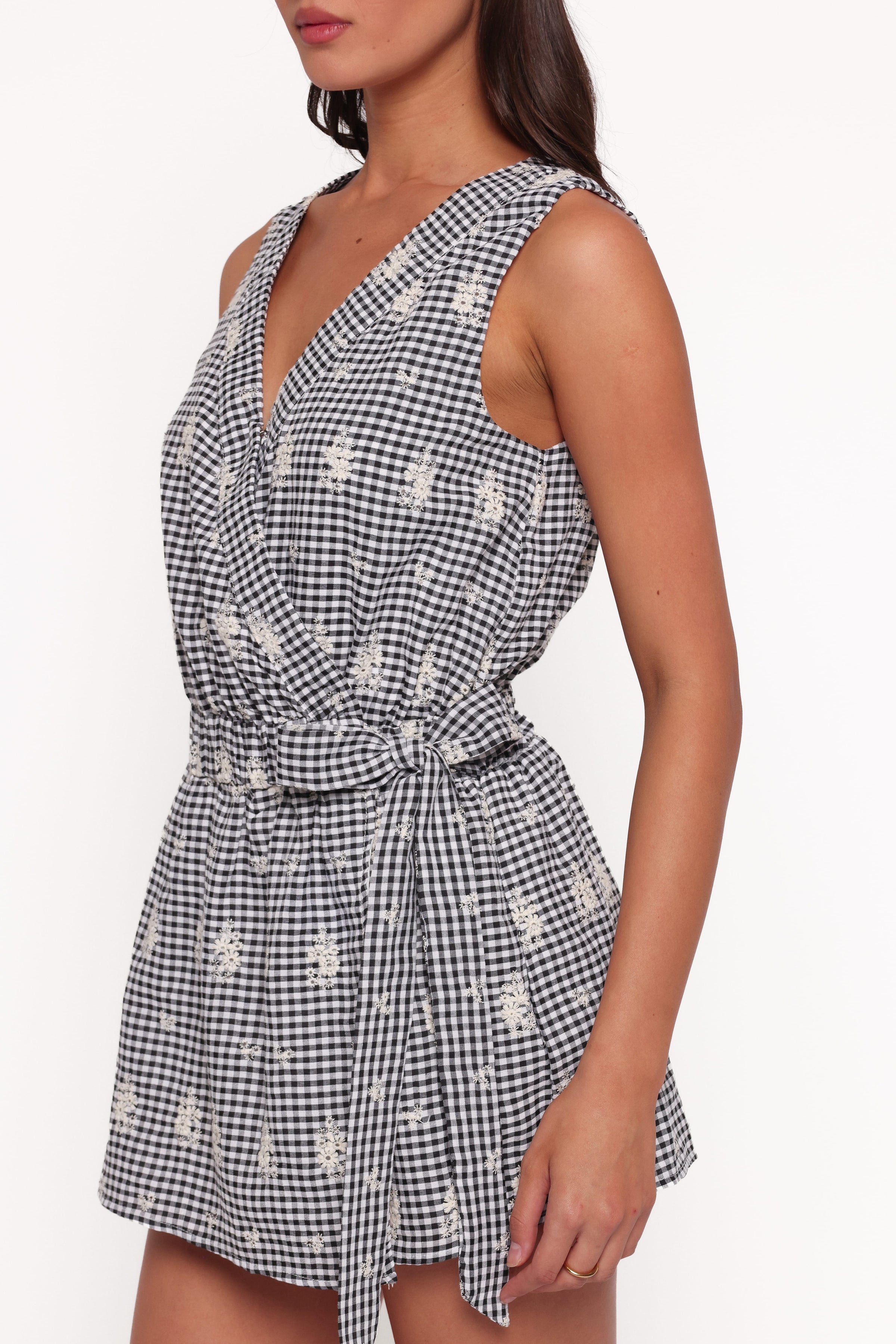 PLAYSUITS Joanna Playsuit - Black Gingham Broderie
