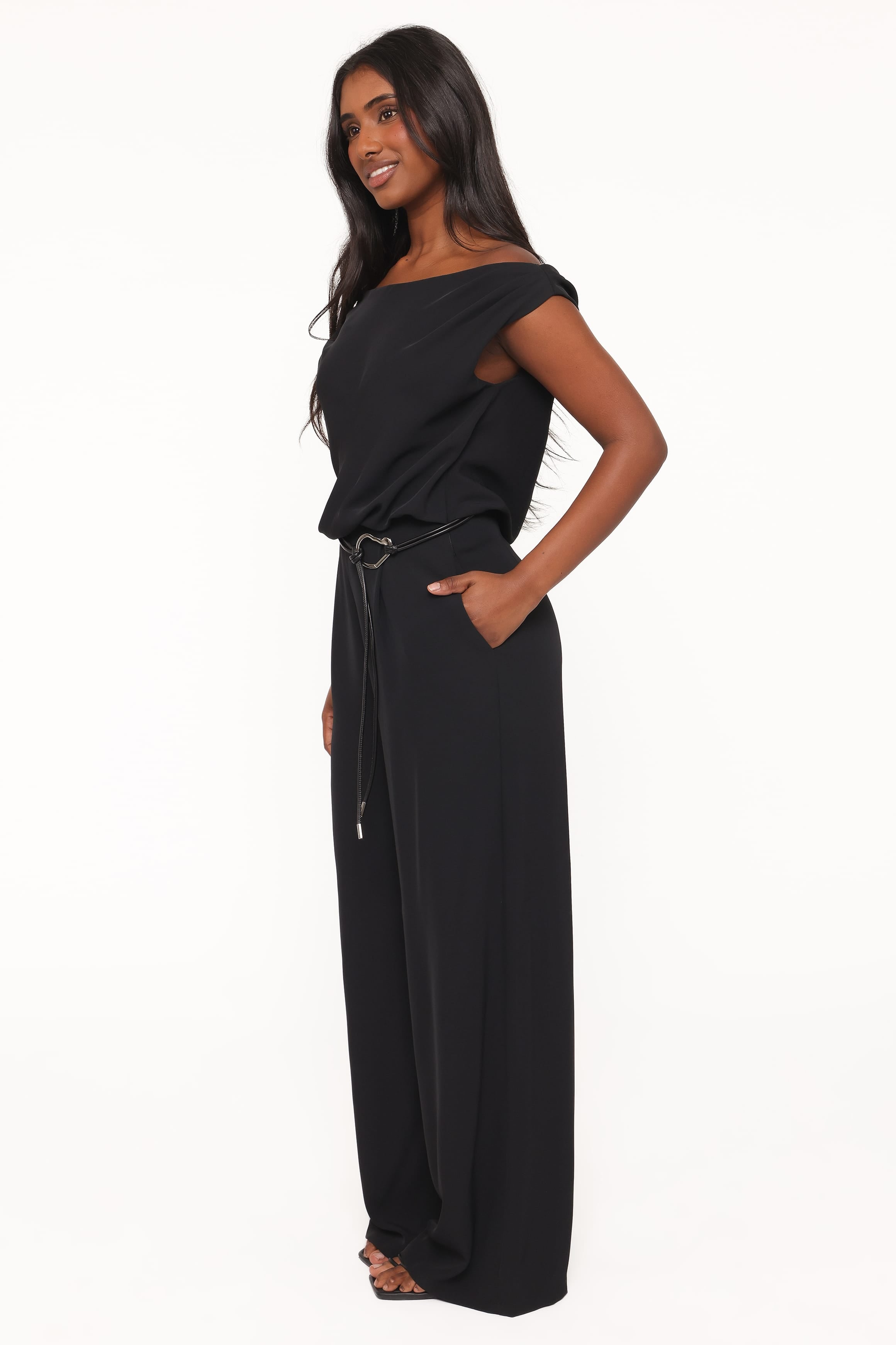 PLAYSUITS Maisie Off Shoulder Jumpsuit - Black