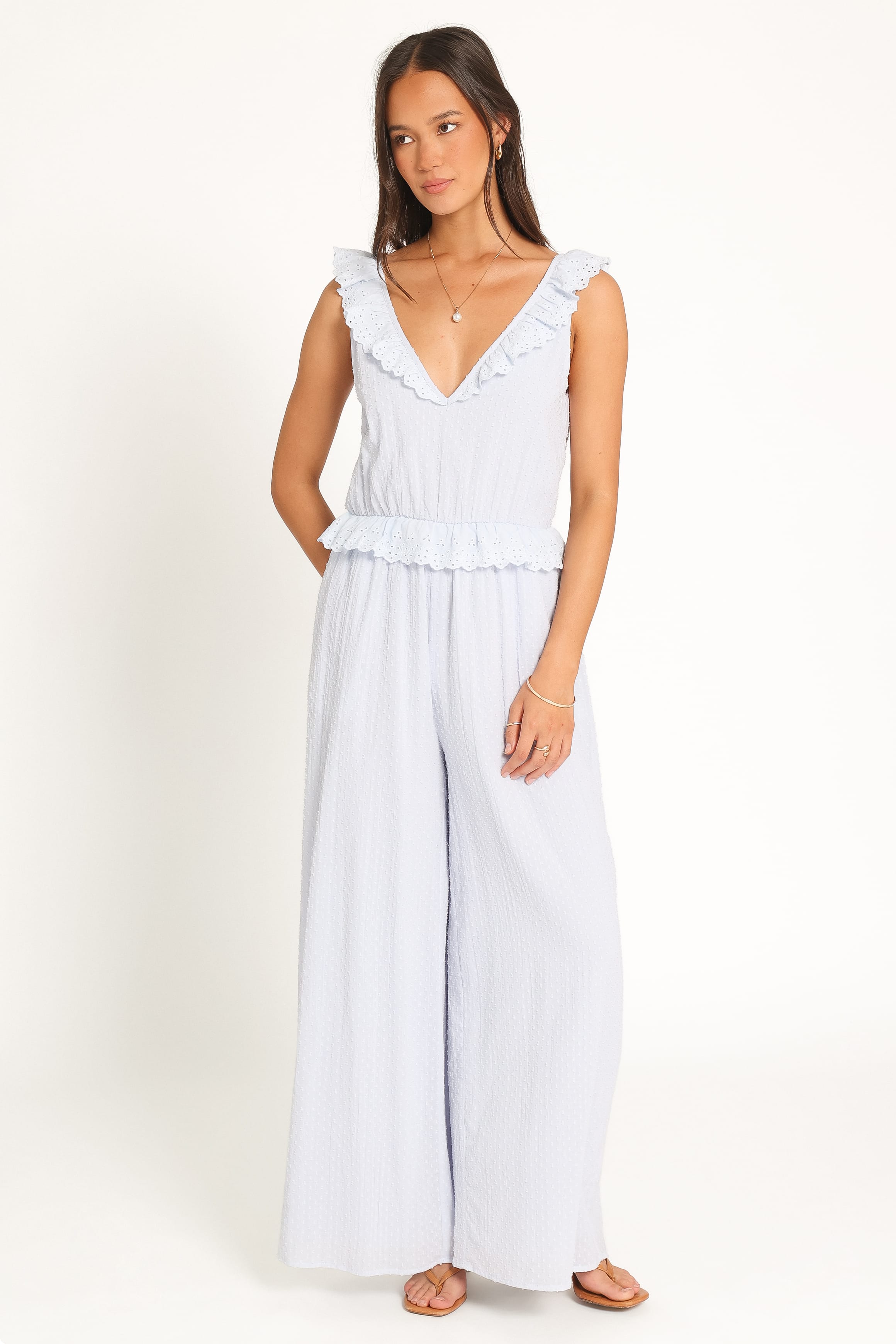 PLAYSUITS Nadine Frill Jumpsuit - Baby Blue