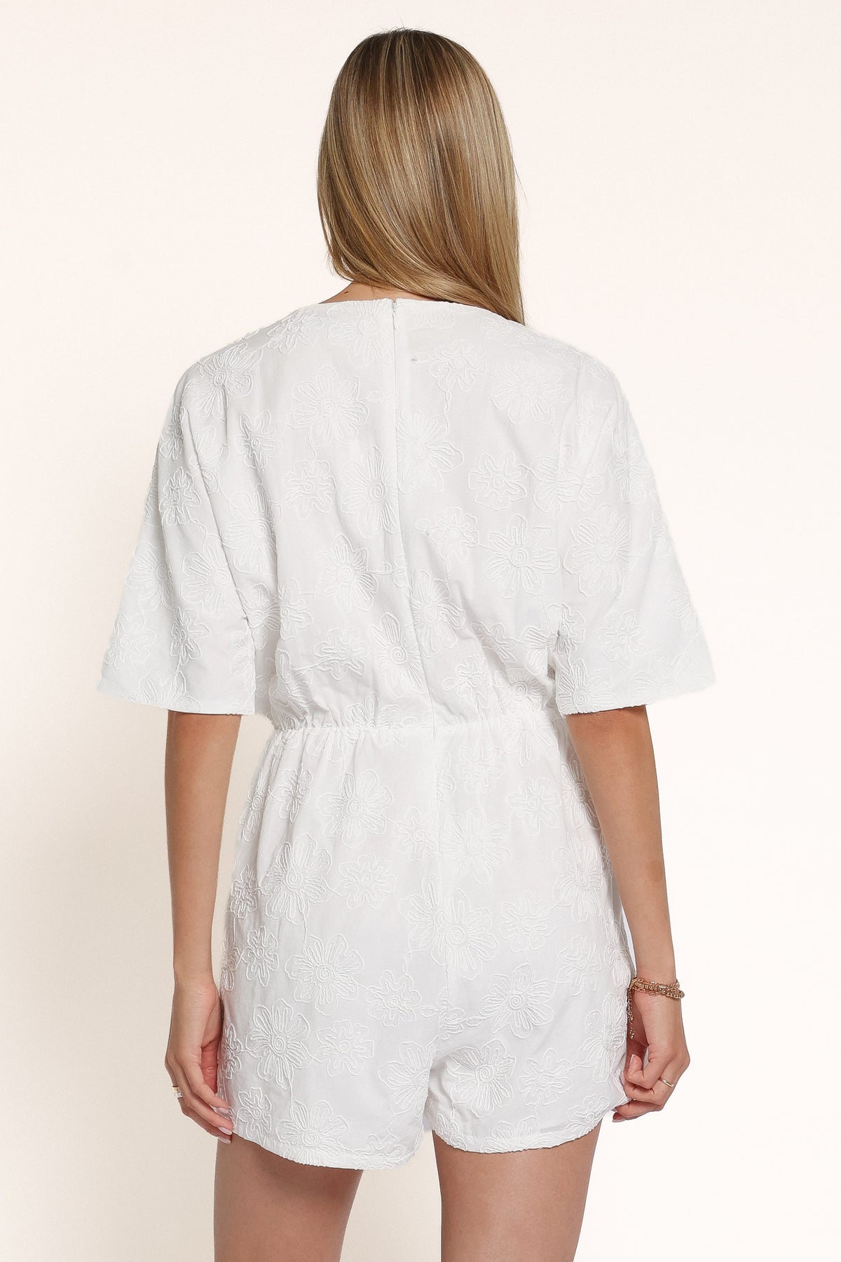 PLAYSUITS Portia Short Sleeve Playsuit - White