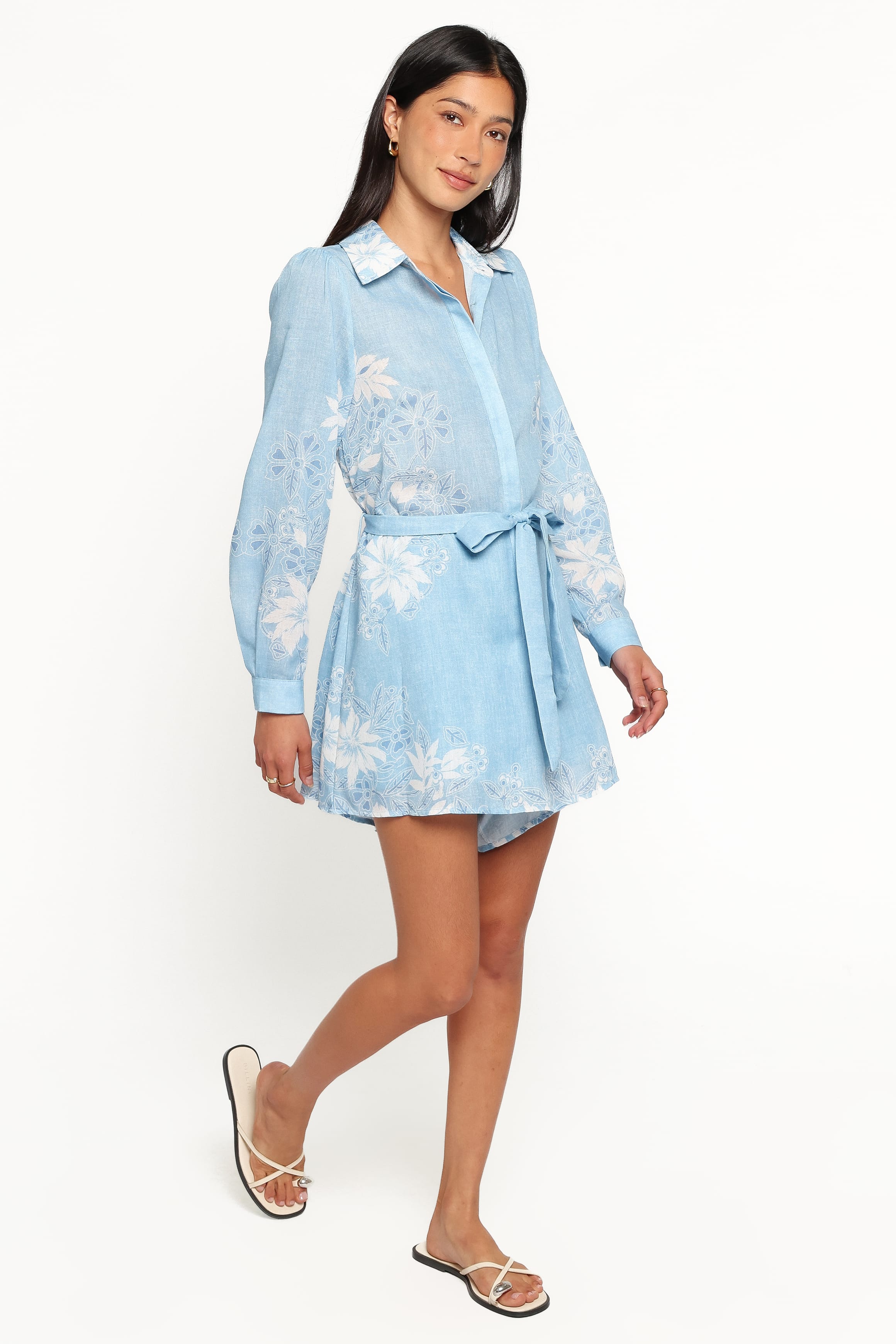 PLAYSUITS Randie Long Sleeve Playsuit - Blue Floral