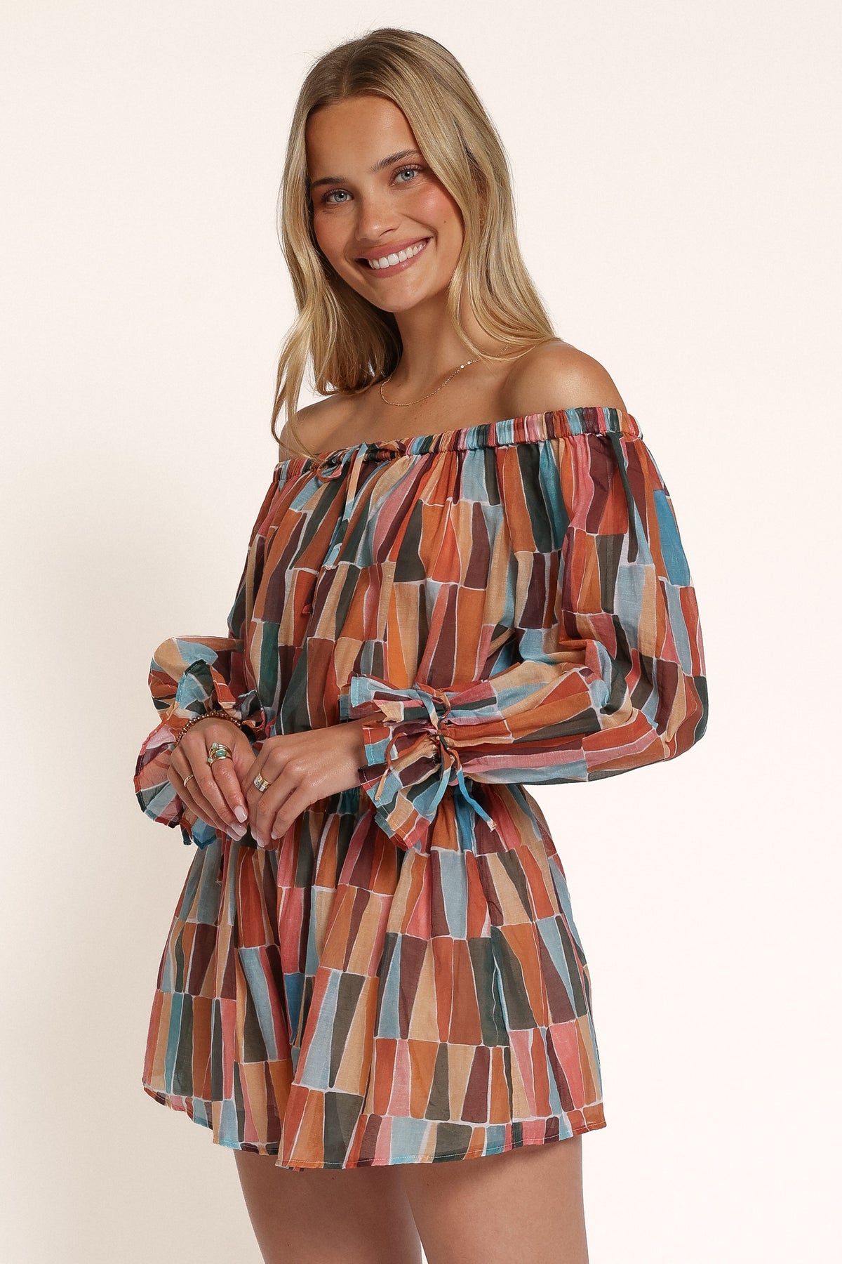 PLAYSUITS Siara Off Shoulder Playsuit - Multi Mosaic Print