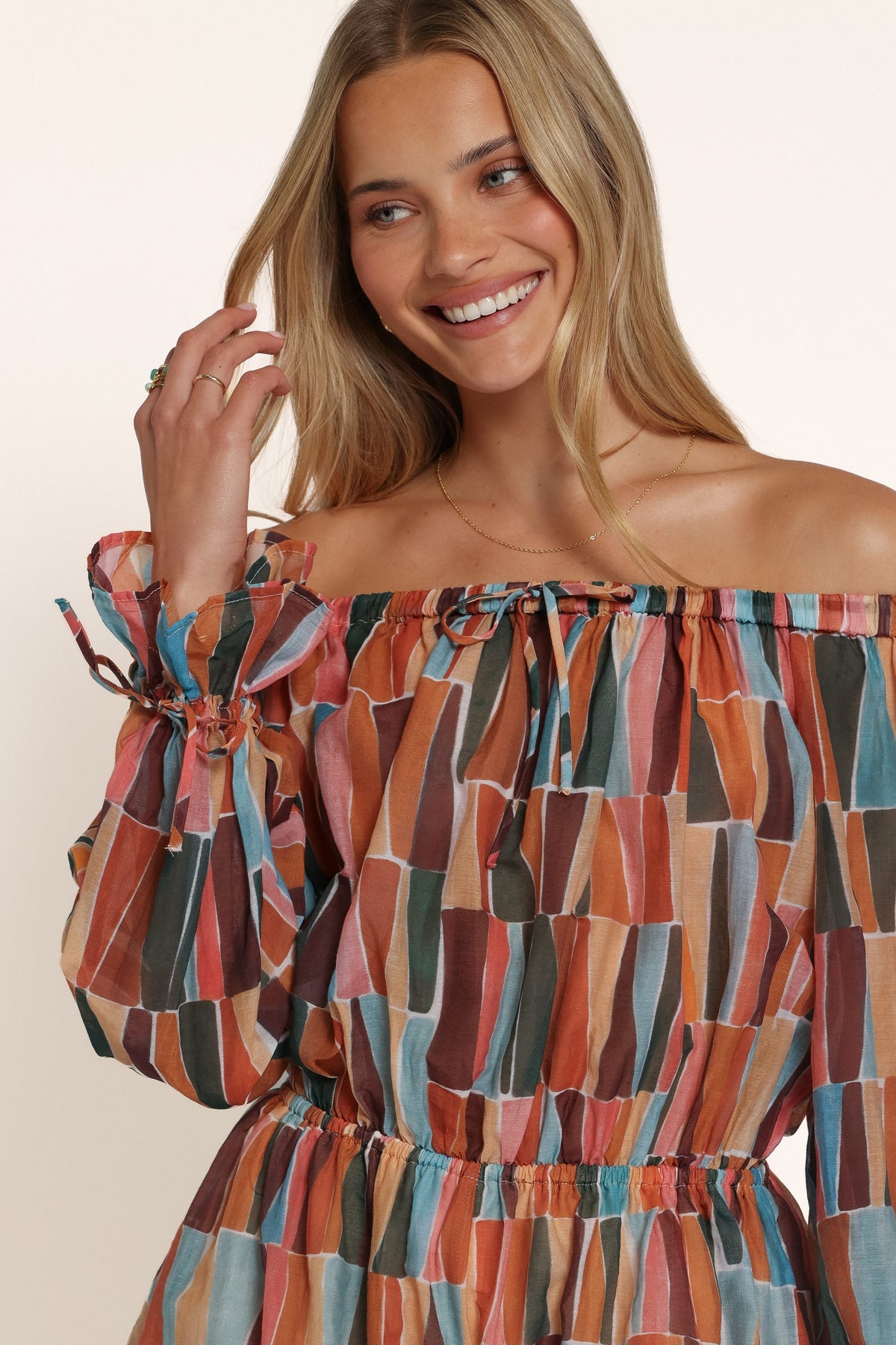 PLAYSUITS Siara Off Shoulder Playsuit - Multi Mosaic Print