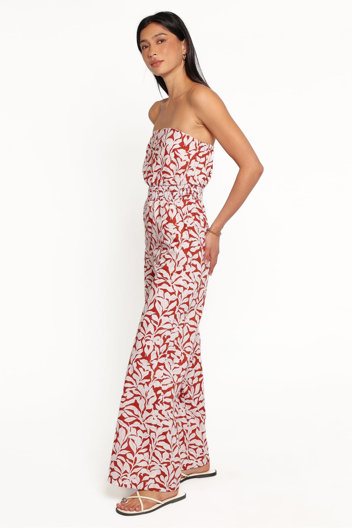 PLAYSUITS Toria Strapless Jumpsuit - Red Floral