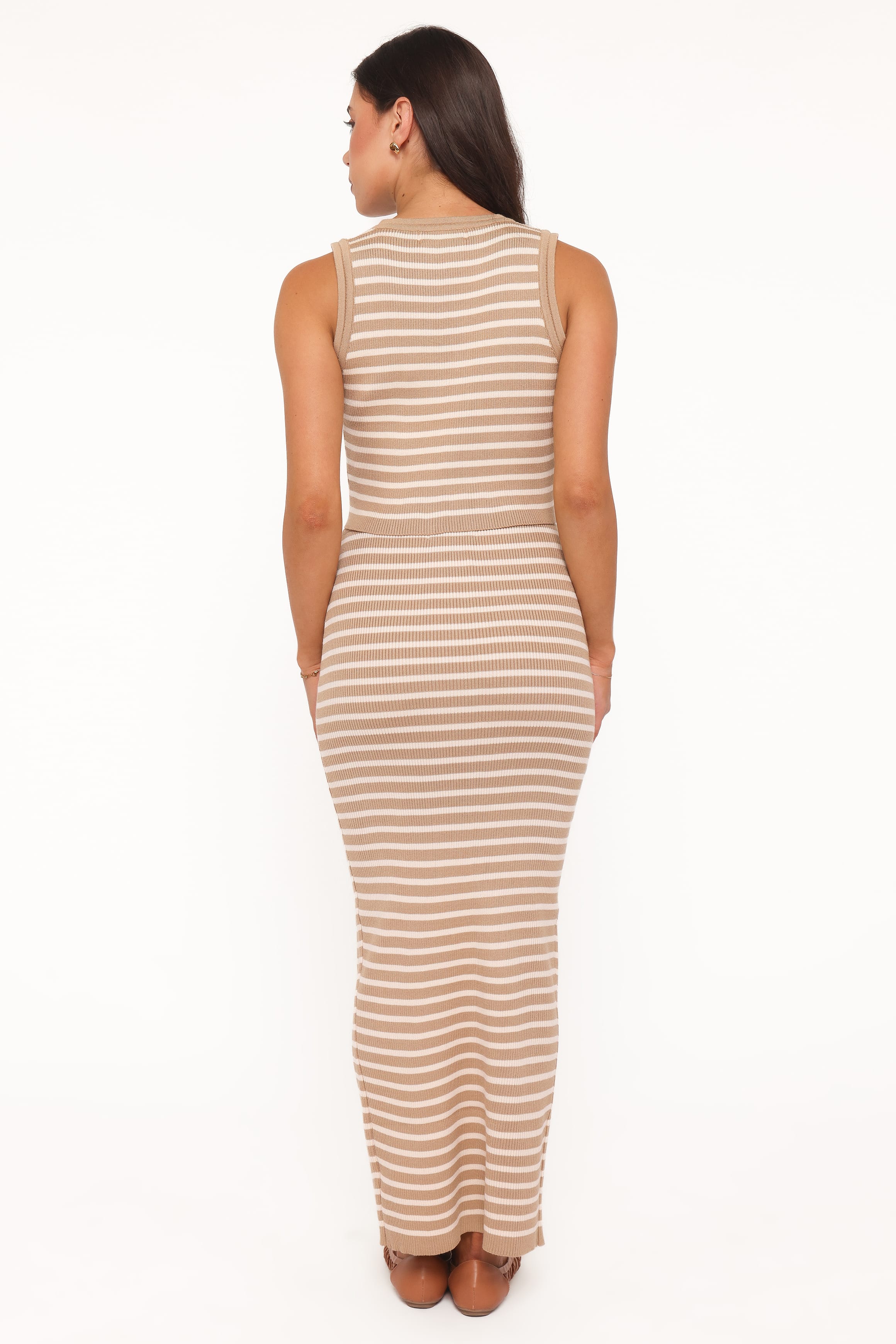 SETS Aine Maxi Skirt Set - Khaki/Cream Stripe
