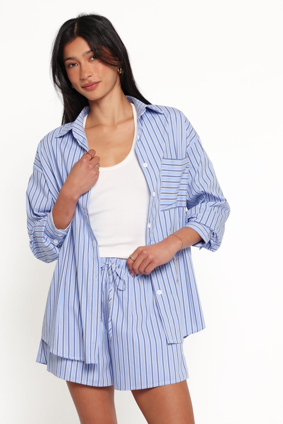 SETS Ashlyn Short Set - Blue Stripe