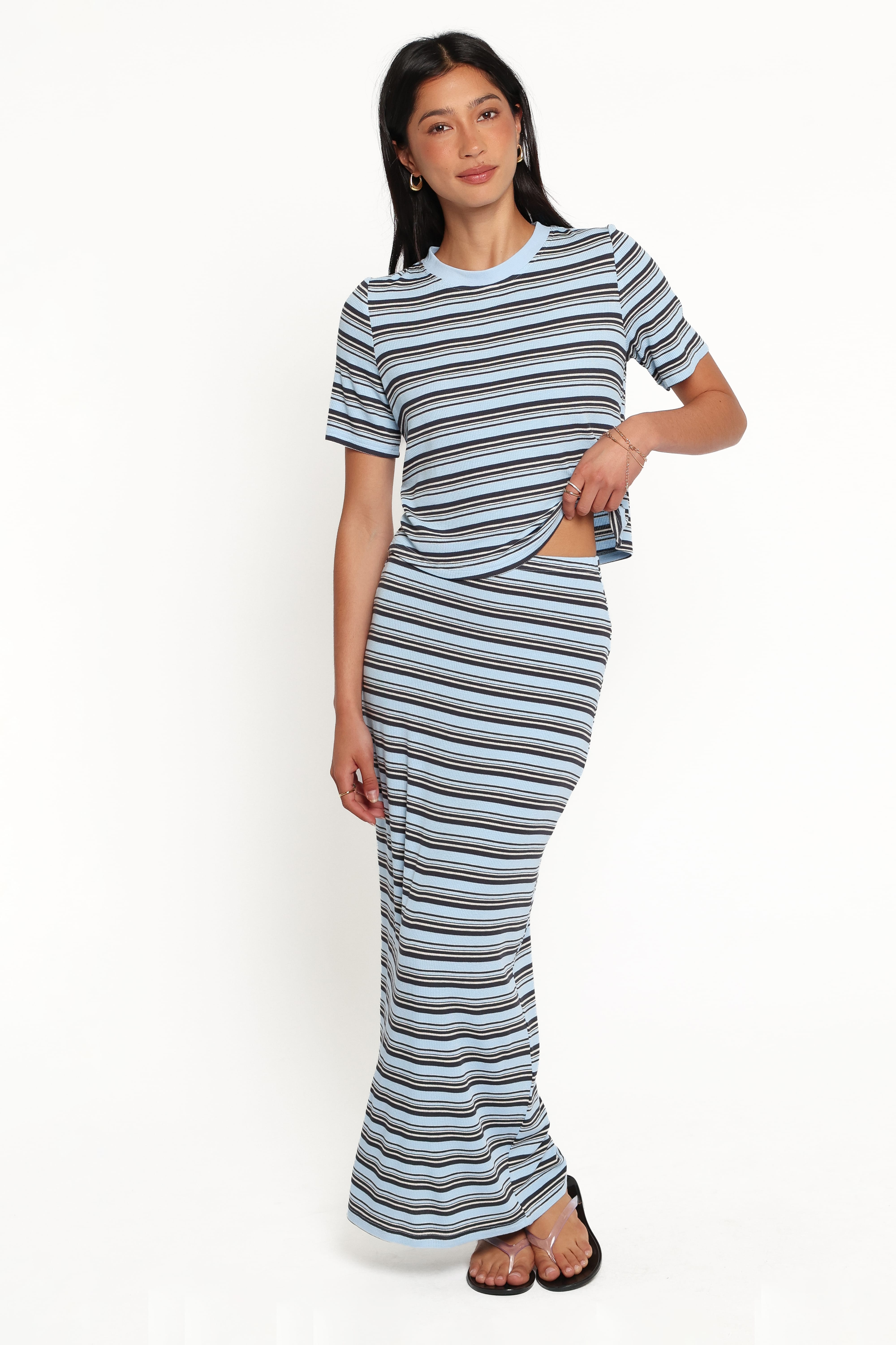 SETS Bene Tee Skirt Set - Blue Stripe