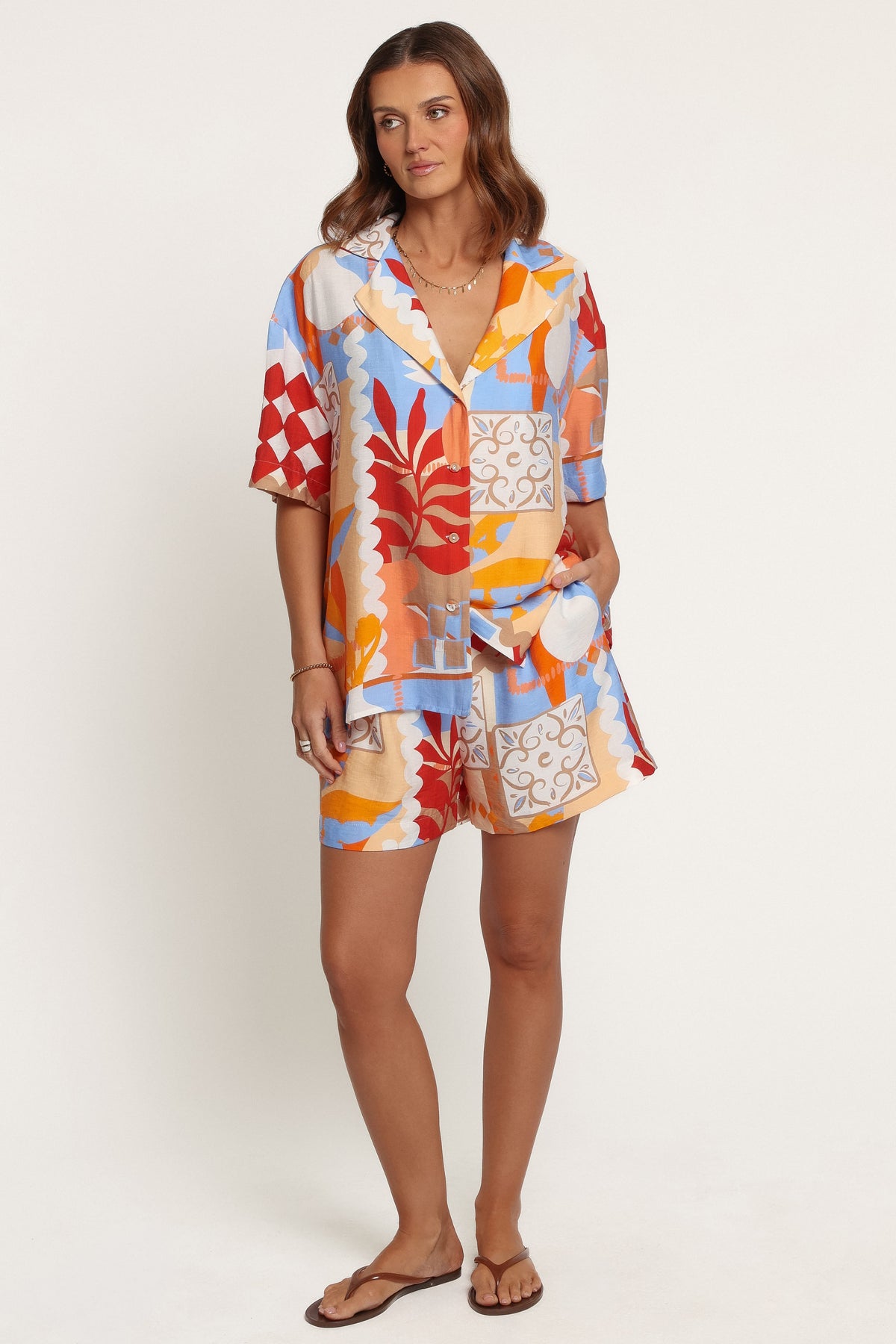 SETS Dezi Short Set - Blue Red Geo Tropic