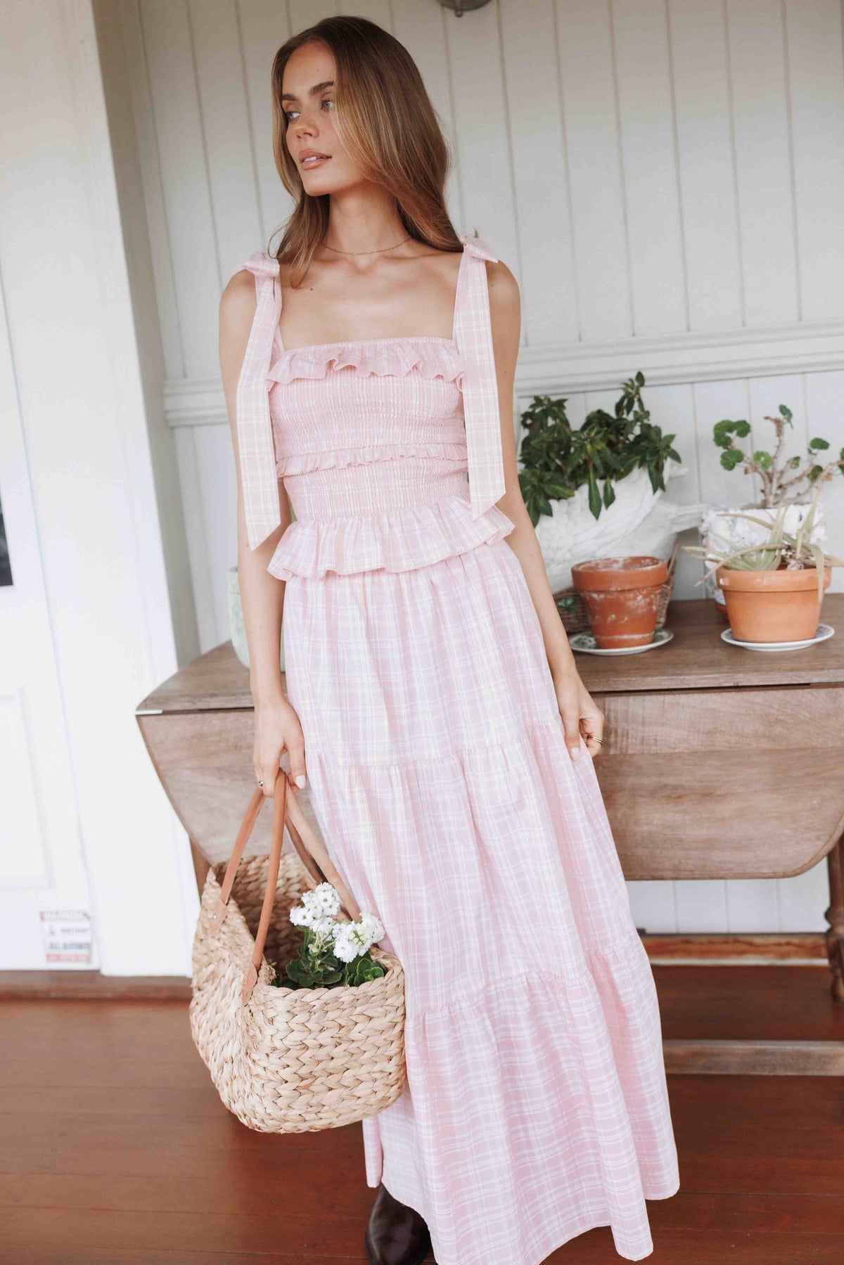 SETS Elia Skirt Set - Pink Plaid