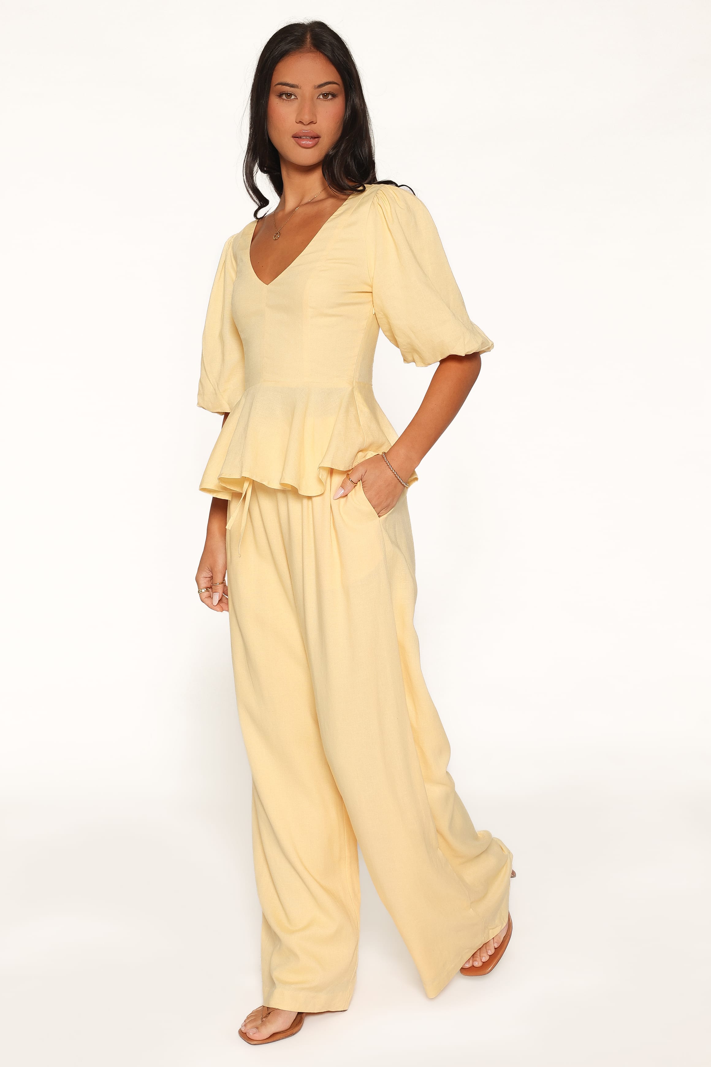 SETS Hannah Peplum Pant Set - Yellow