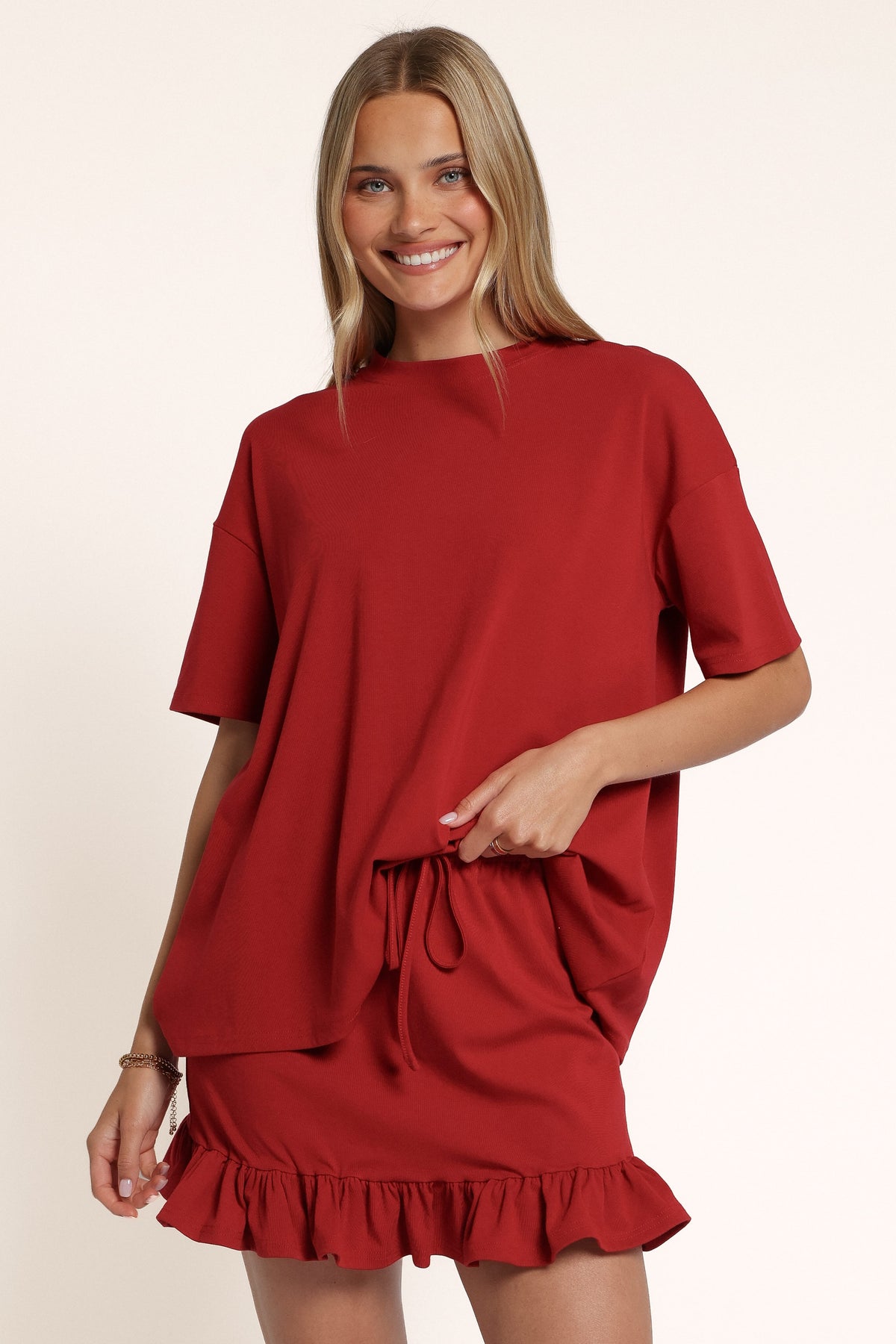 SETS Jemima Jersey Mini Skirt Set - Cranberry