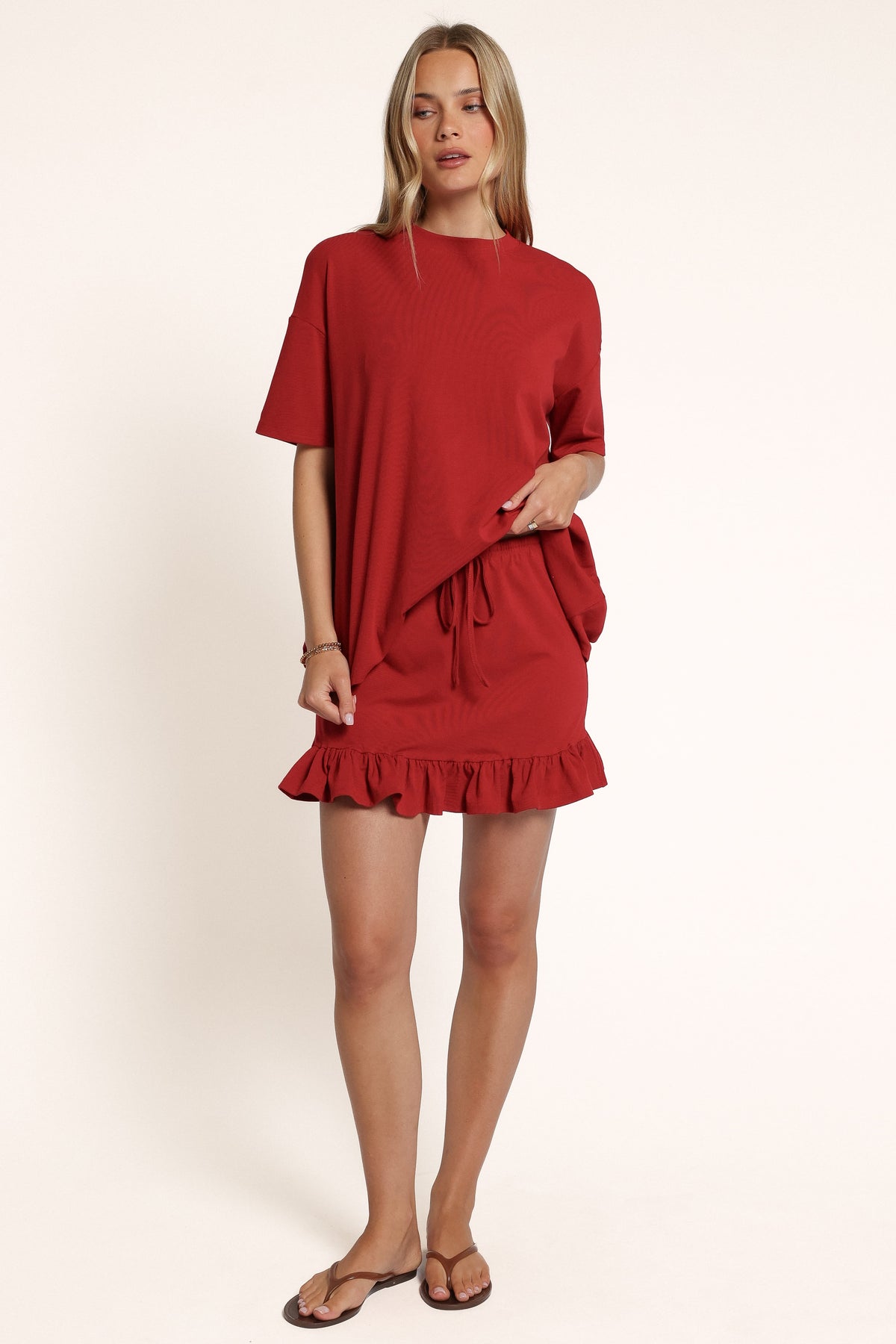 SETS Jemima Jersey Mini Skirt Set - Cranberry