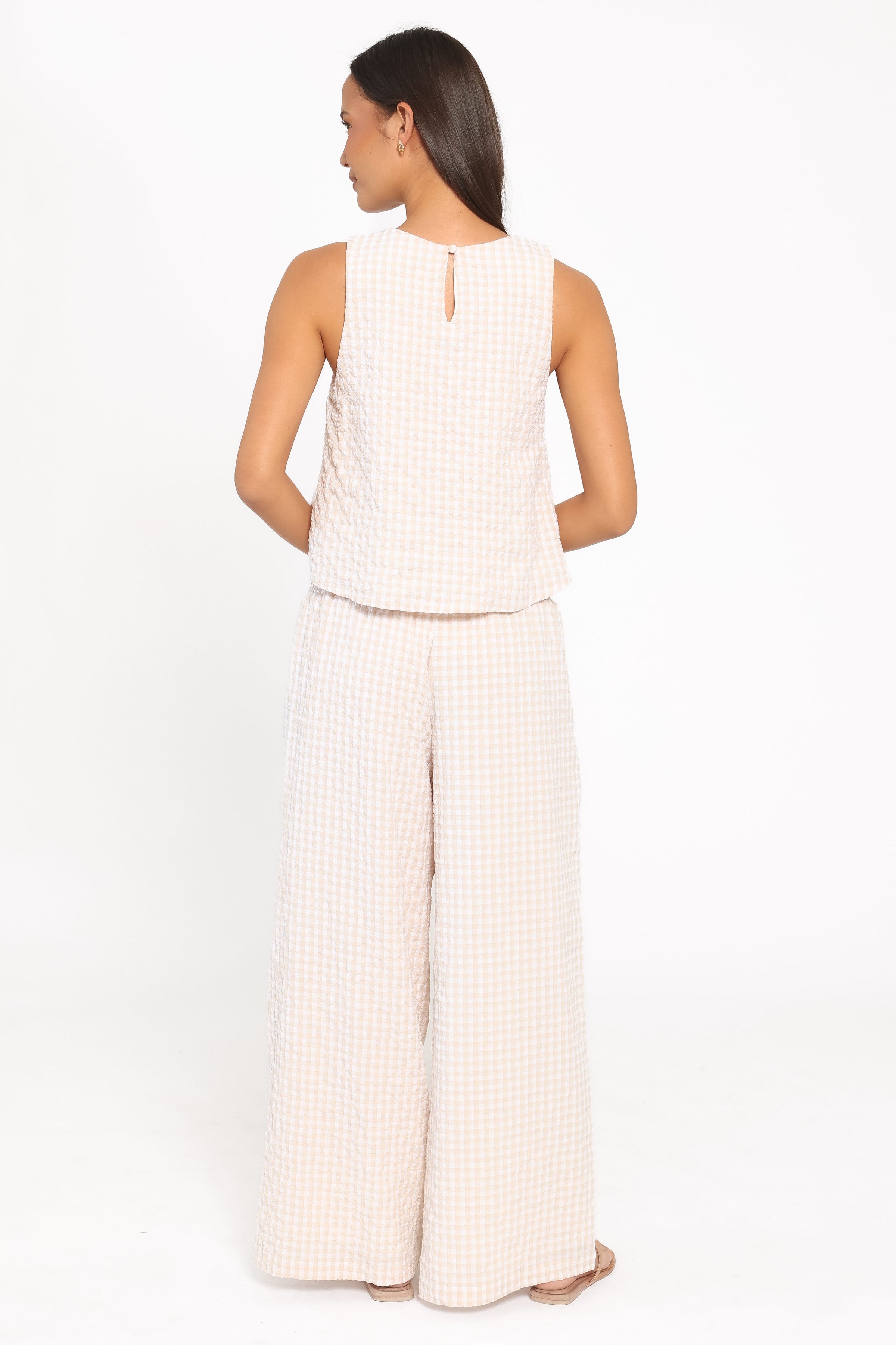 SETS Jillian Smocked Pant Set - Beige Gingham
