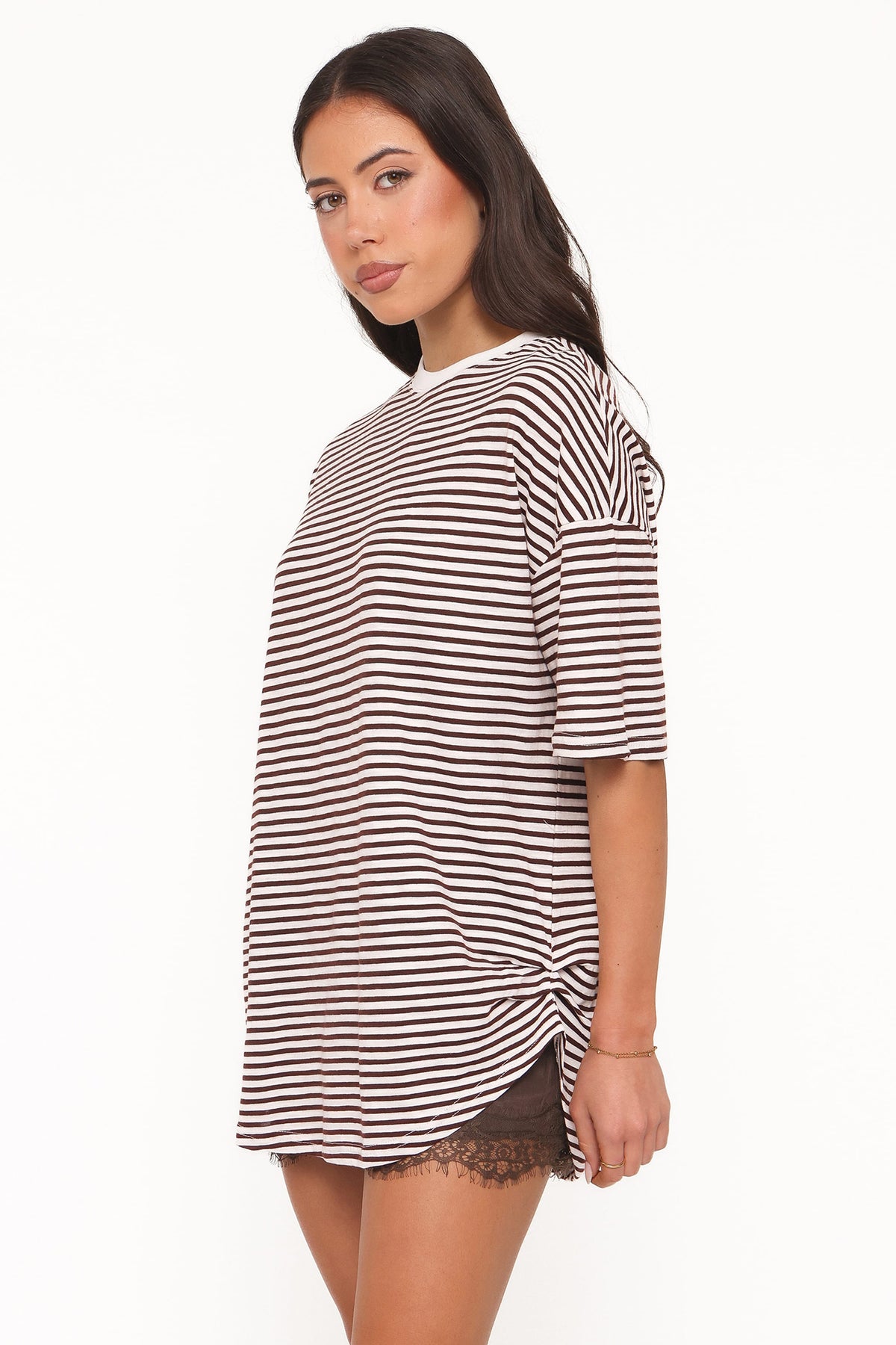 SETS Mairead Lace Short Set - Chocolate Stripe