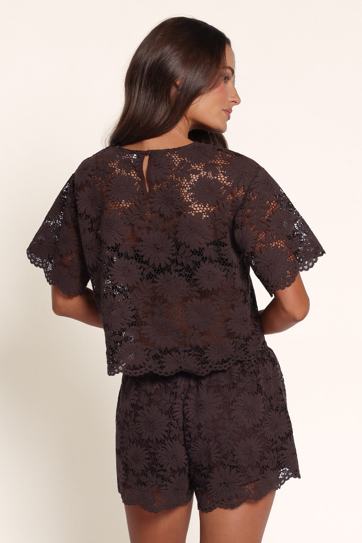 SETS Nicki Lace Short Set - Chocolate Brown