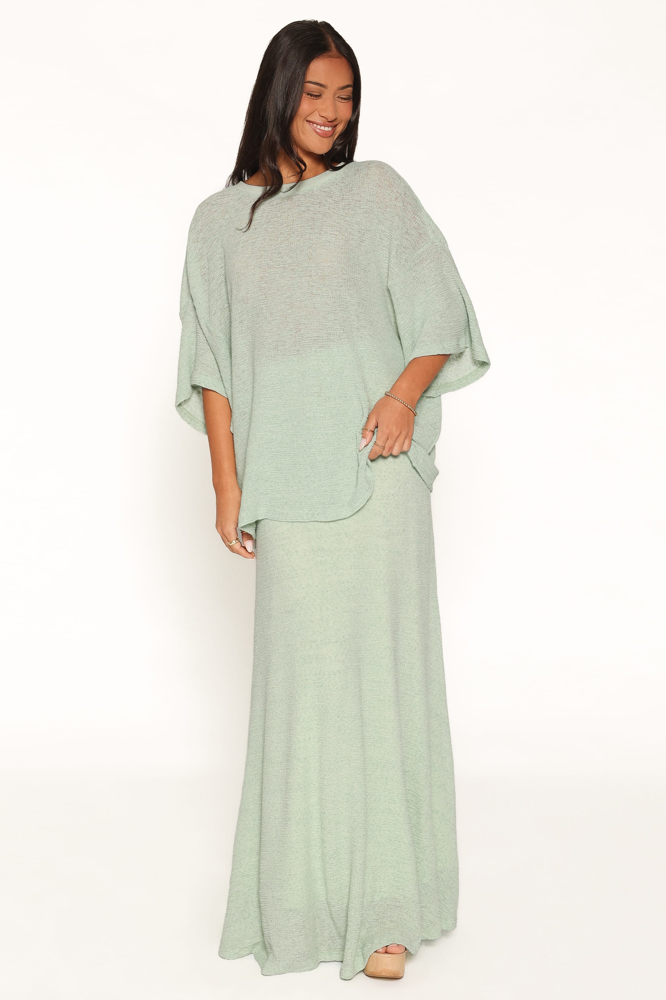 SETS Rebecca Textured Skirt Set - Green