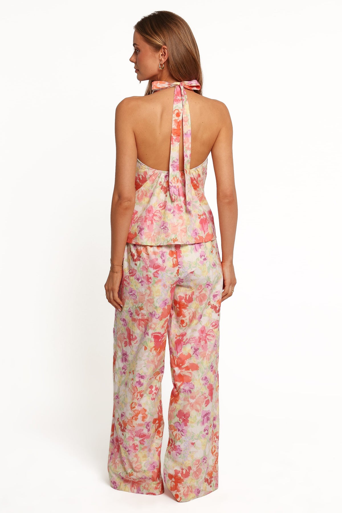 SETS Sarina Halter Neck Pant Set - Peach Floral