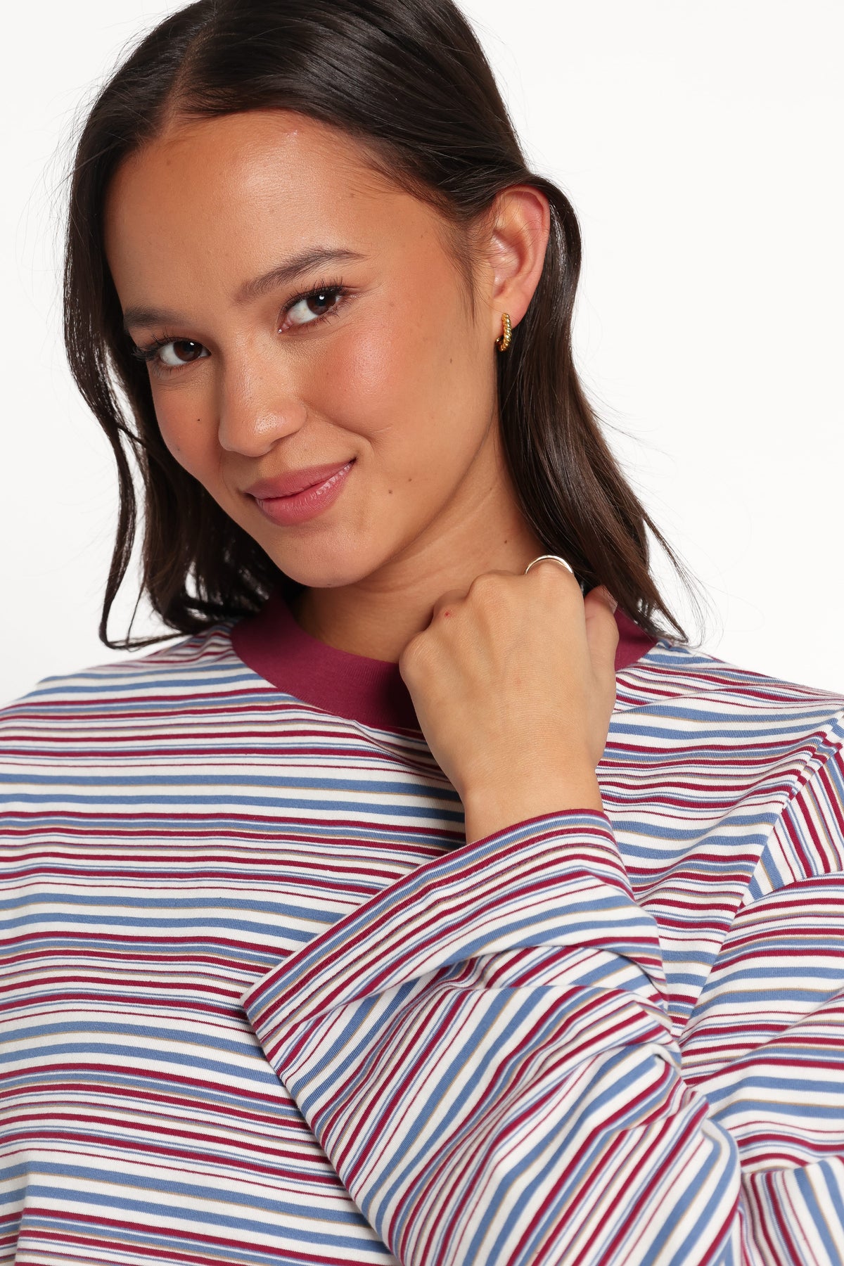 SETS Silvia Knit Short Set - Burgundy Stripe