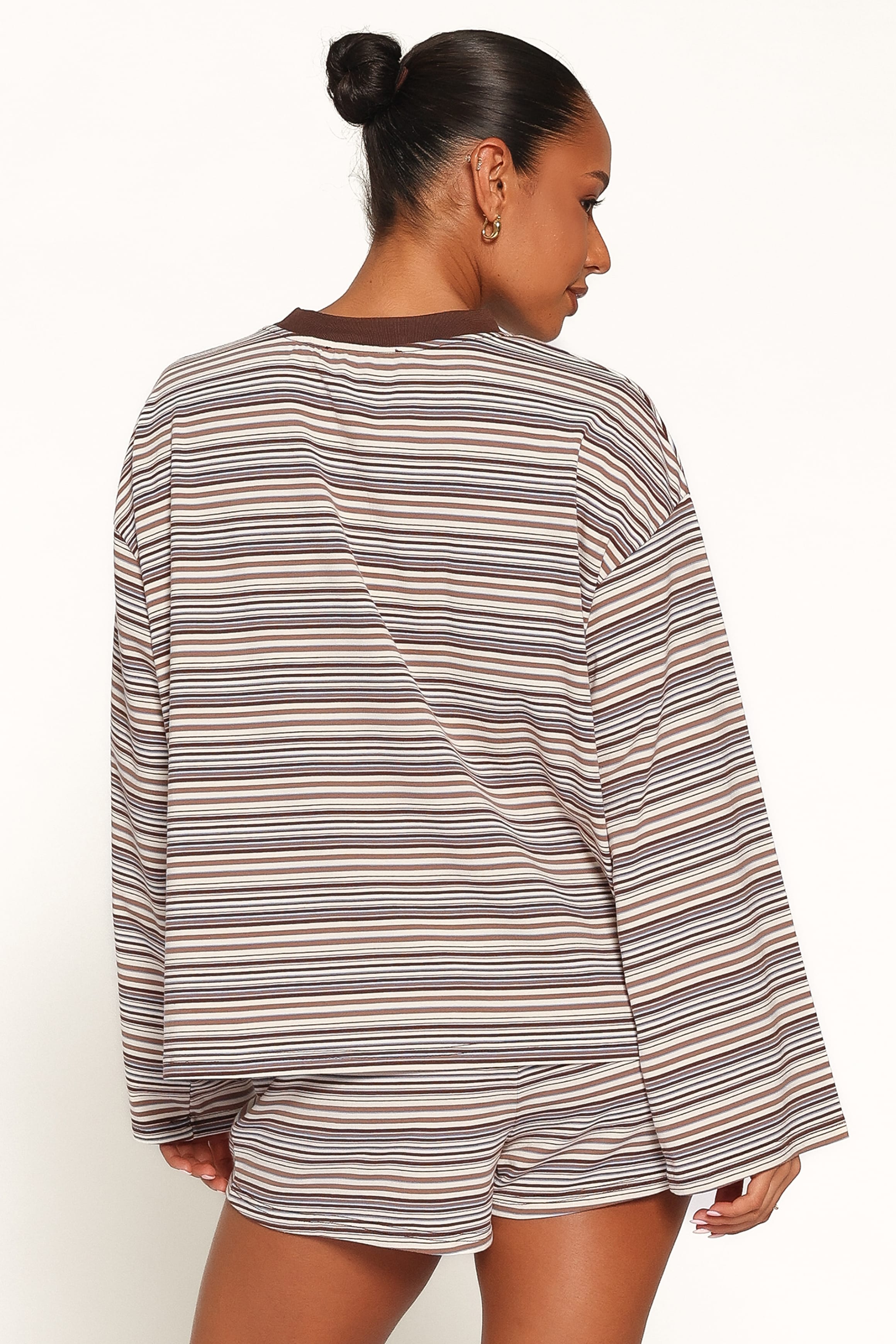 SETS Silvia Knit Short Set - Chocolate Brown Stripe