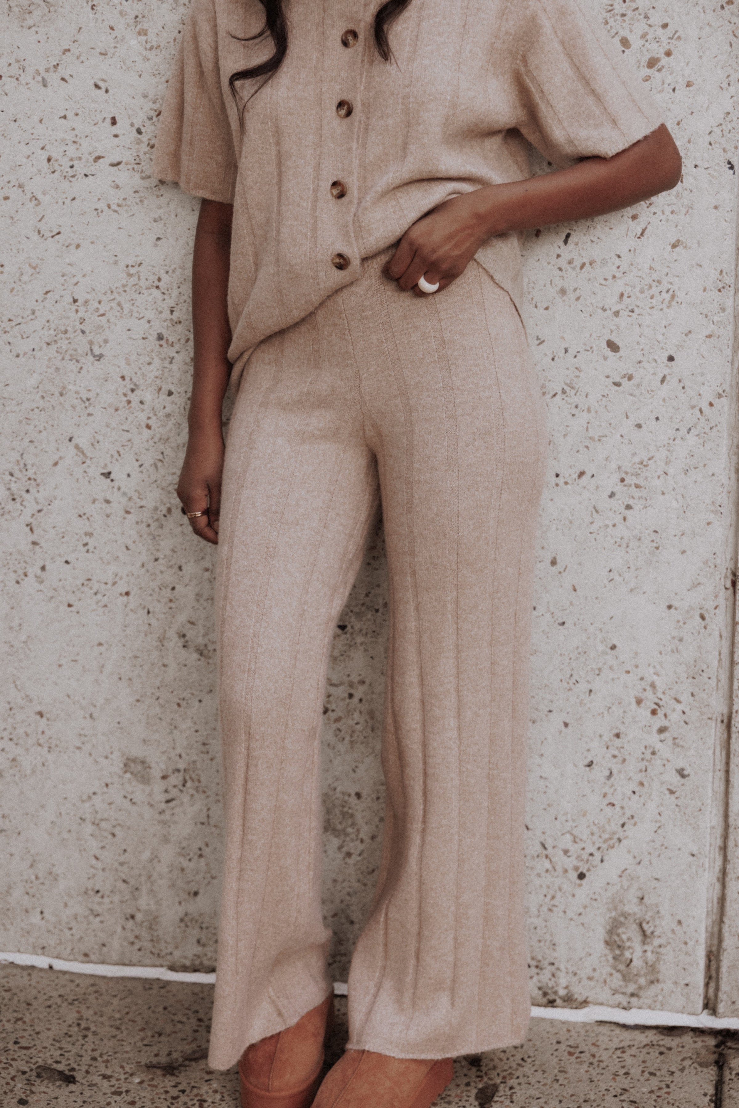SETS Wallace Wide Rib Pant Set - Camel