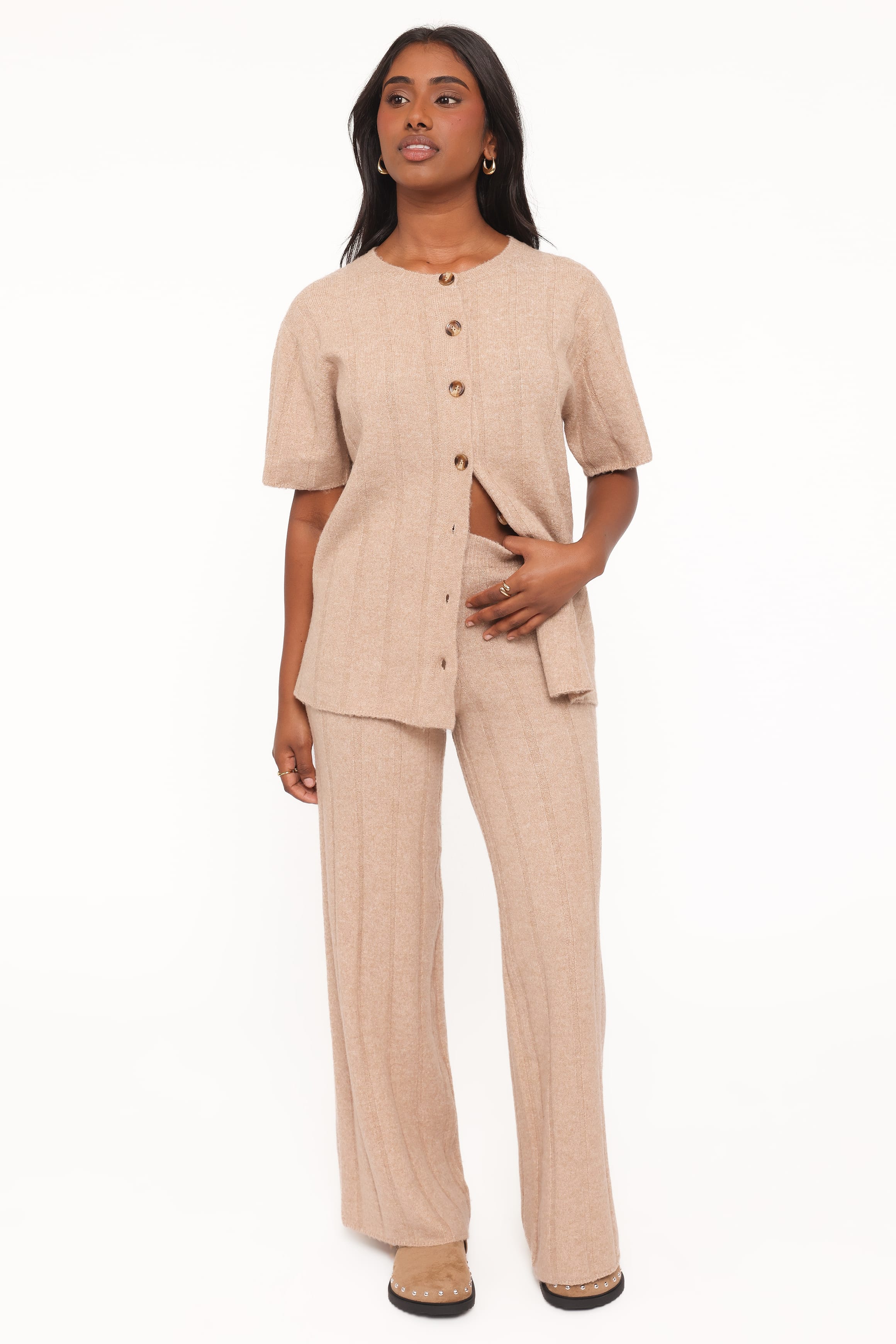 SETS Wallace Wide Rib Pant Set - Camel