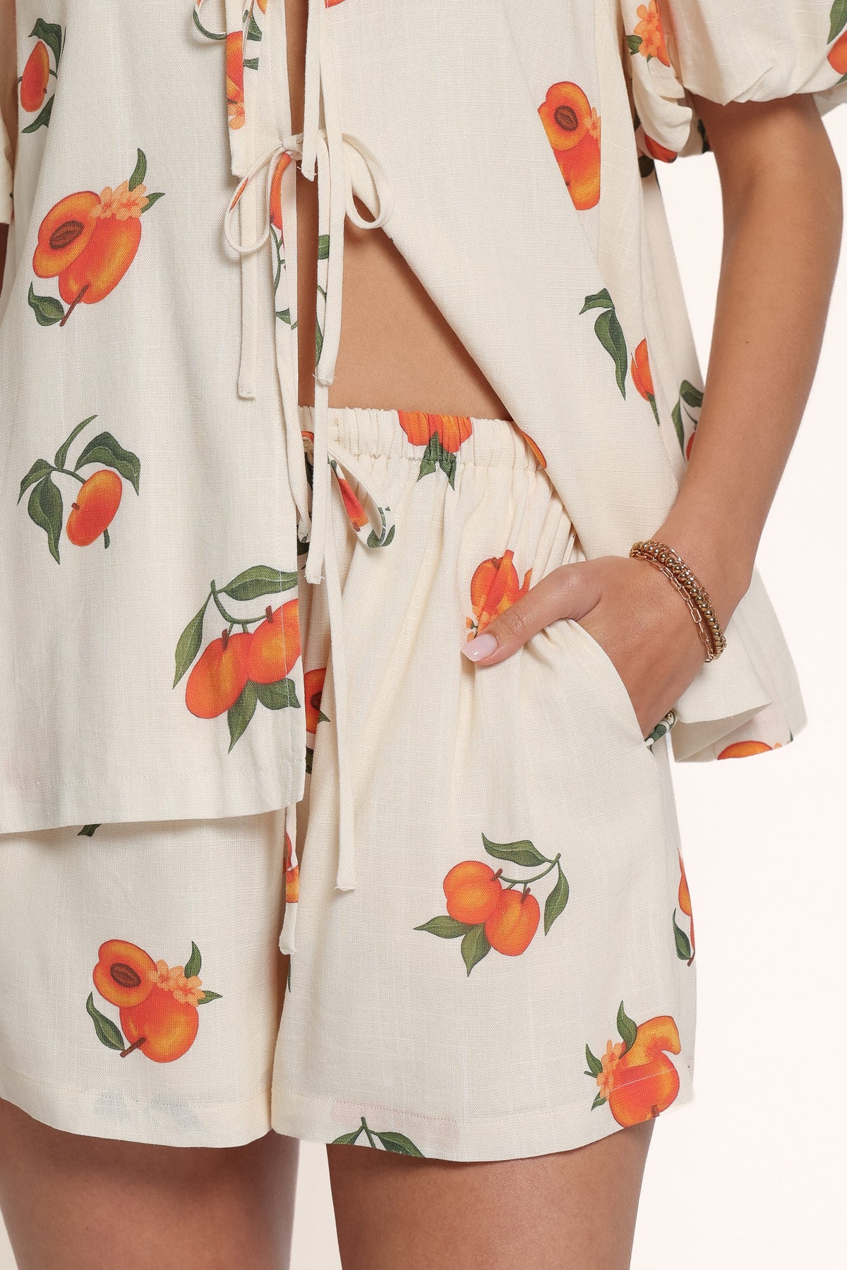 SETS Yaz Short Set - Cream Peach Print